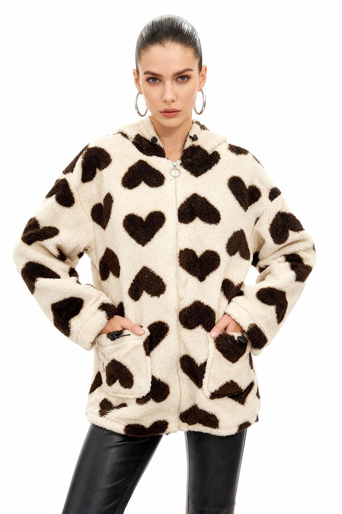 3120A Ön Cepli Peluş Kaban Bej - 1