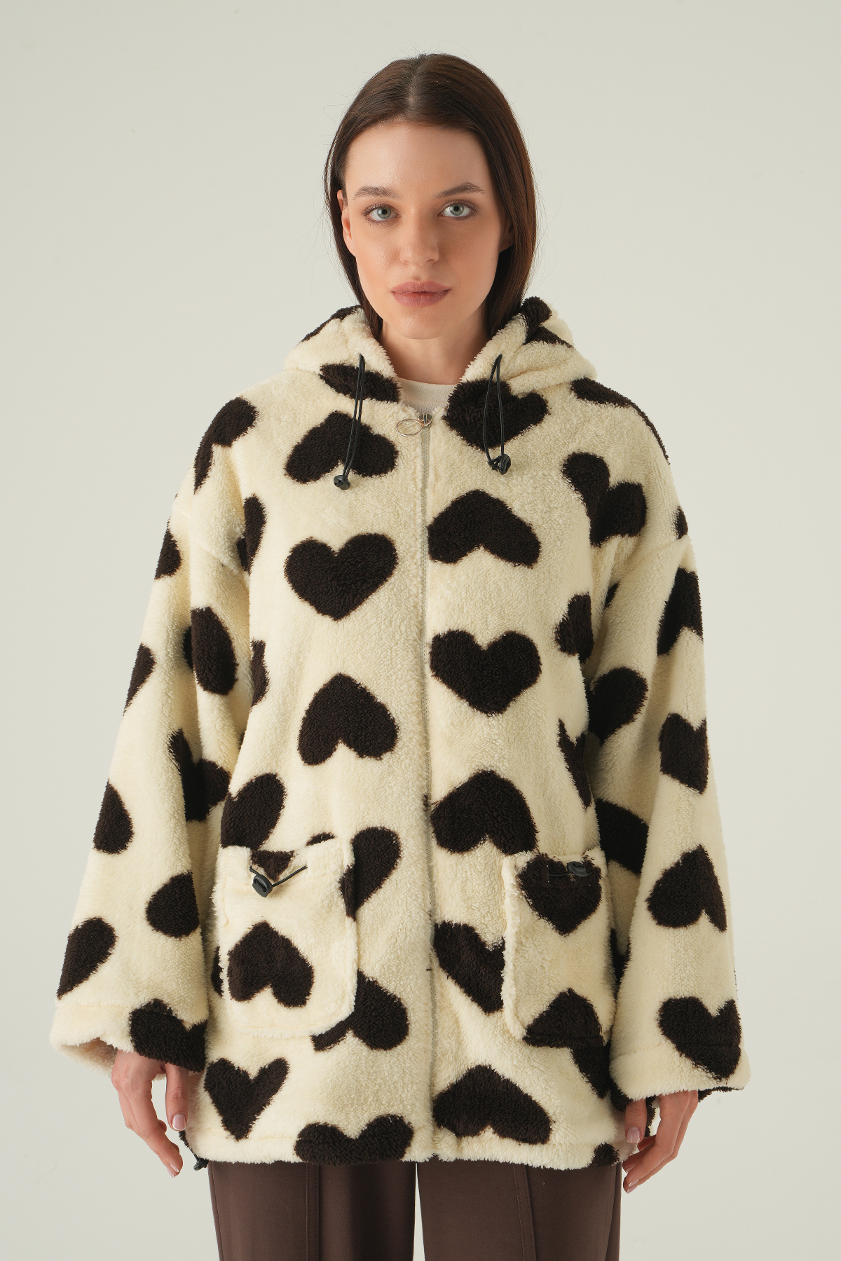 3120A Ön Cepli Peluş Kaban Bej - RAYS