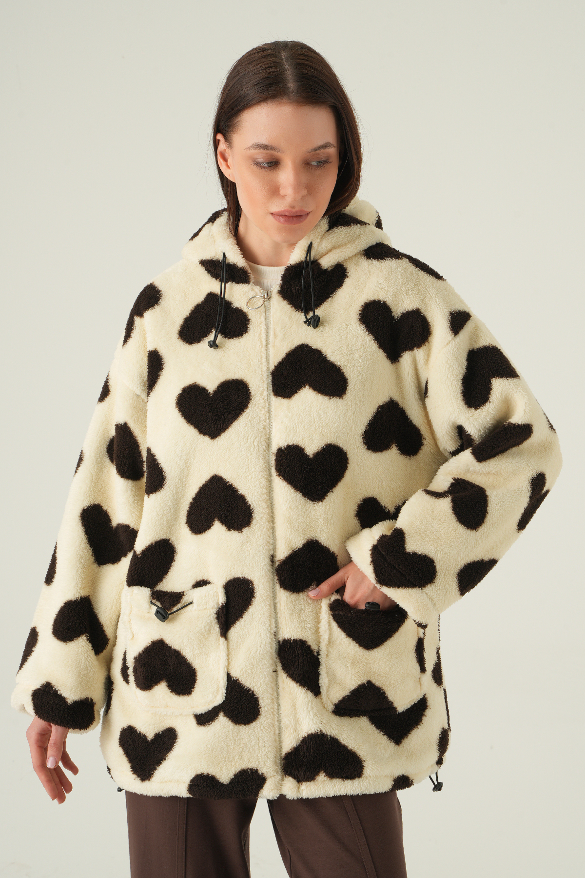 3120A Ön Cepli Peluş Kaban Bej - 6