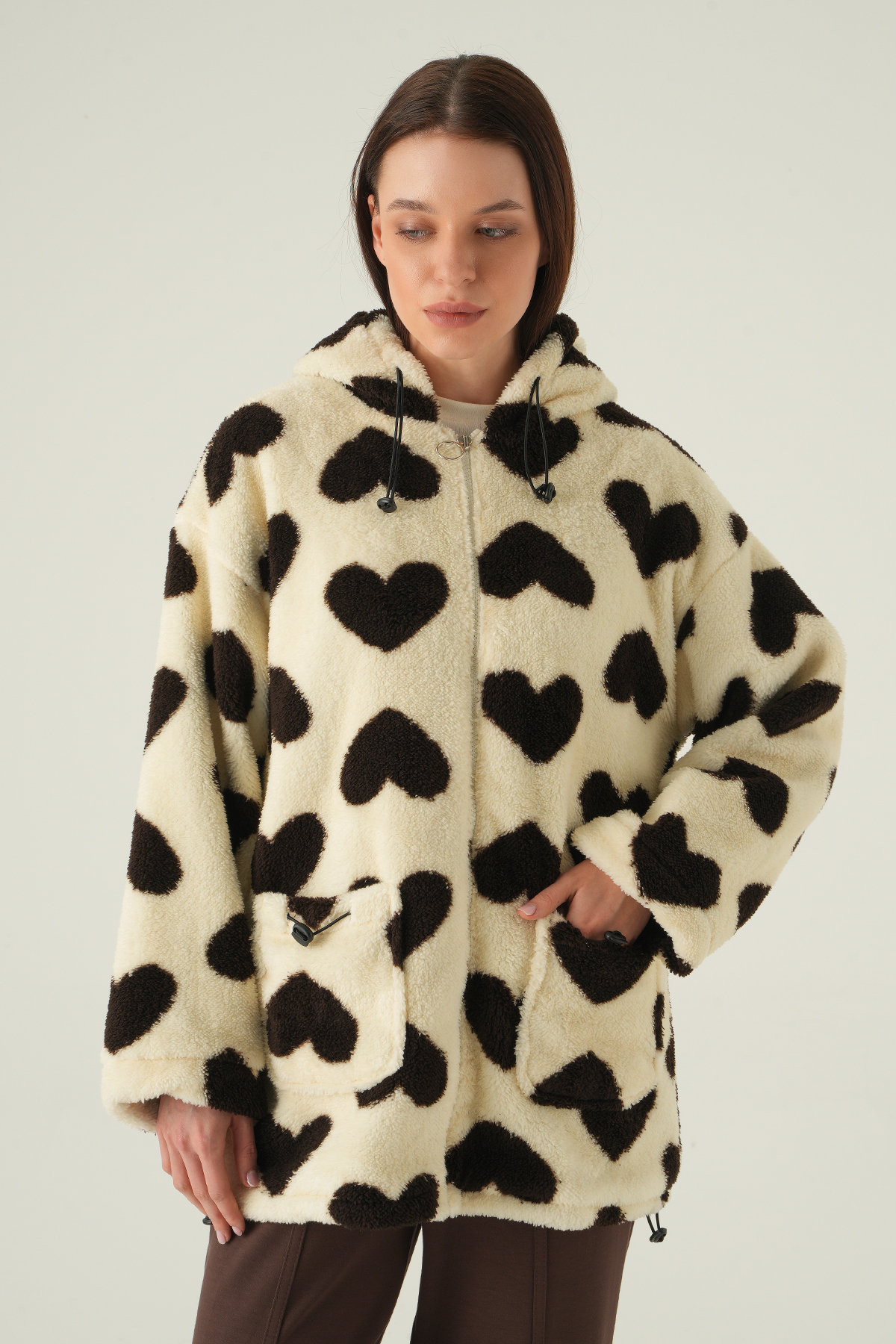 3120A Ön Cepli Peluş Kaban Bej - 7