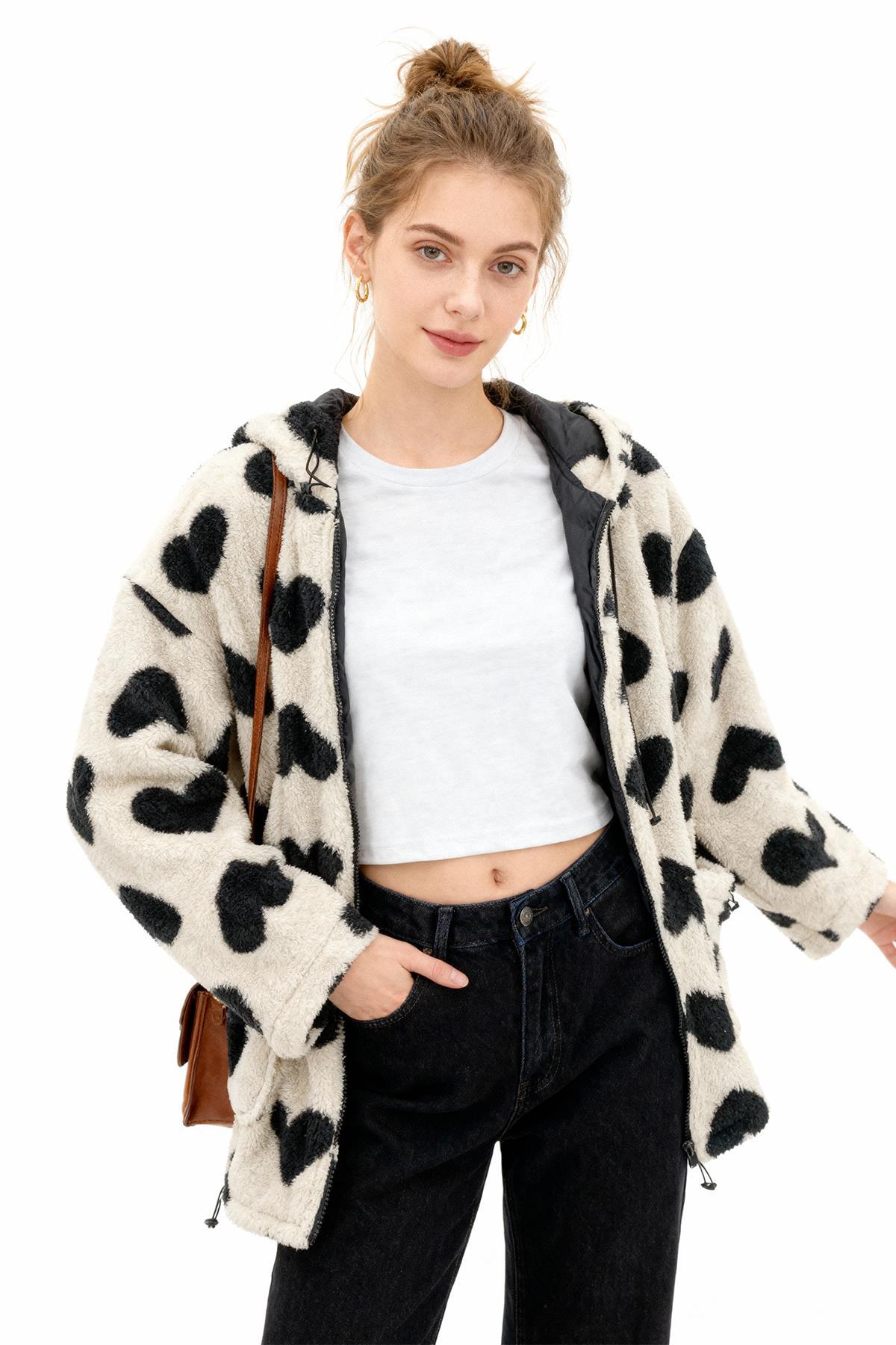 3120A Ön Cepli Peluş Kaban Ekru - 1