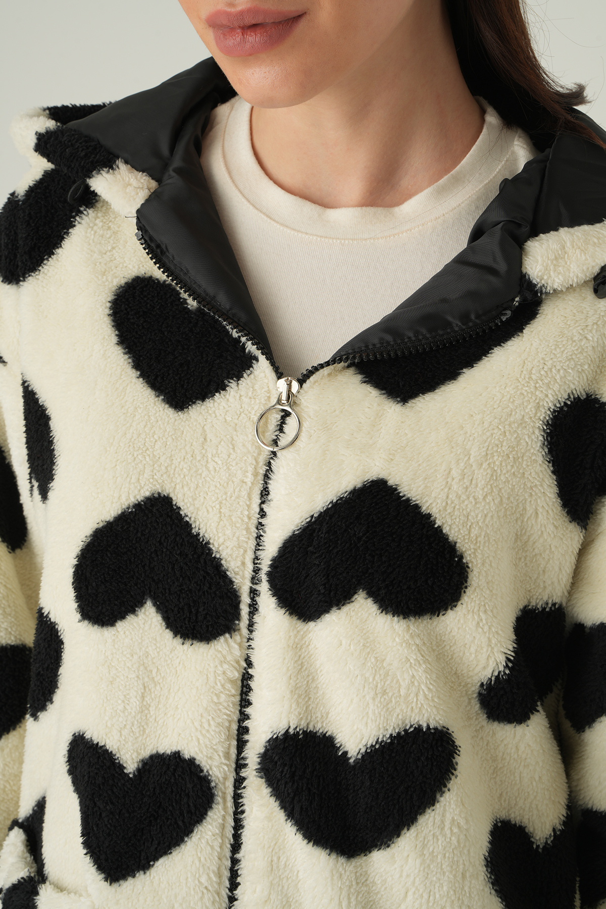 3120A Ön Cepli Peluş Kaban Ekru - 4