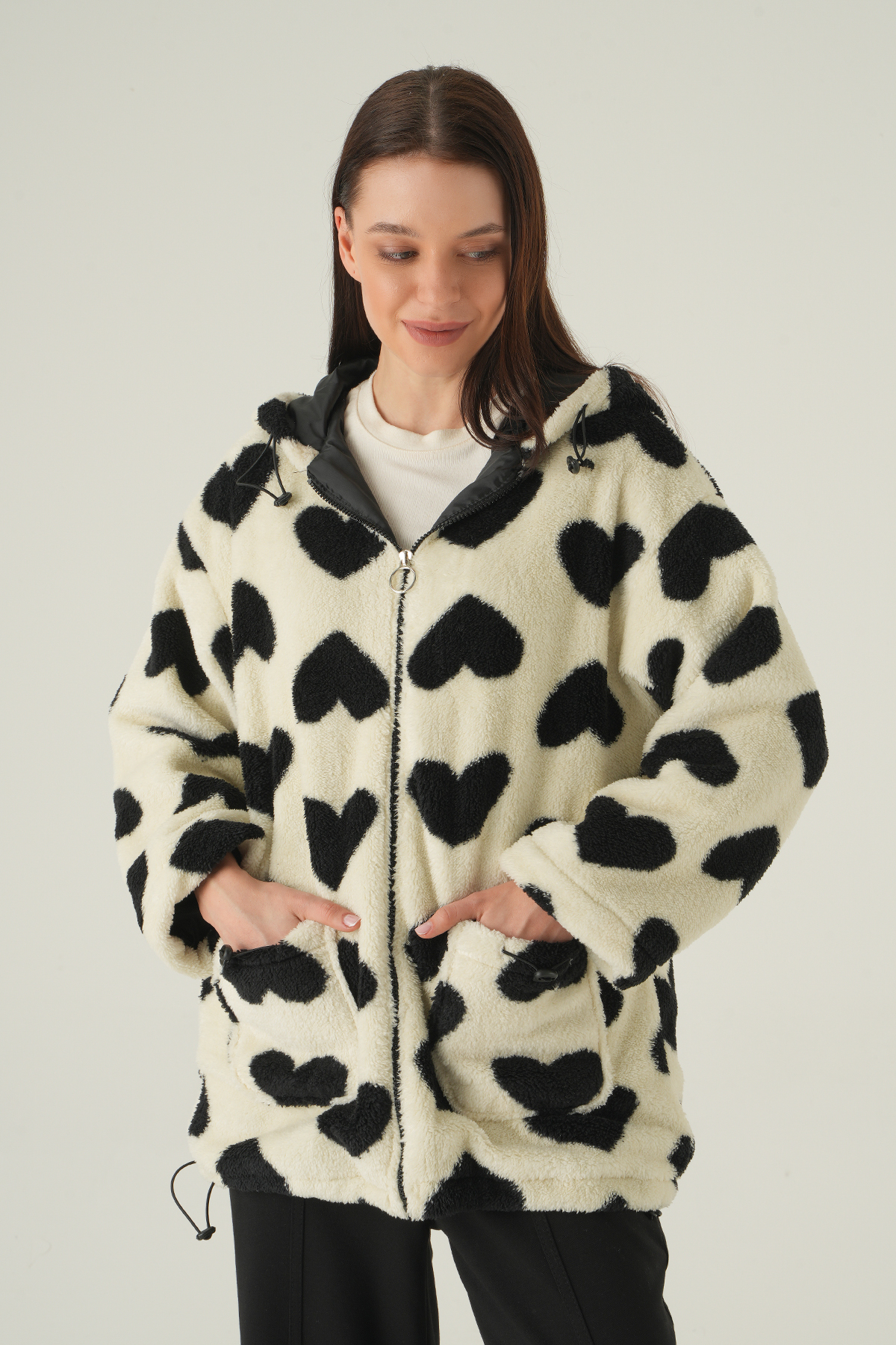 3120A Ön Cepli Peluş Kaban Ekru - 6