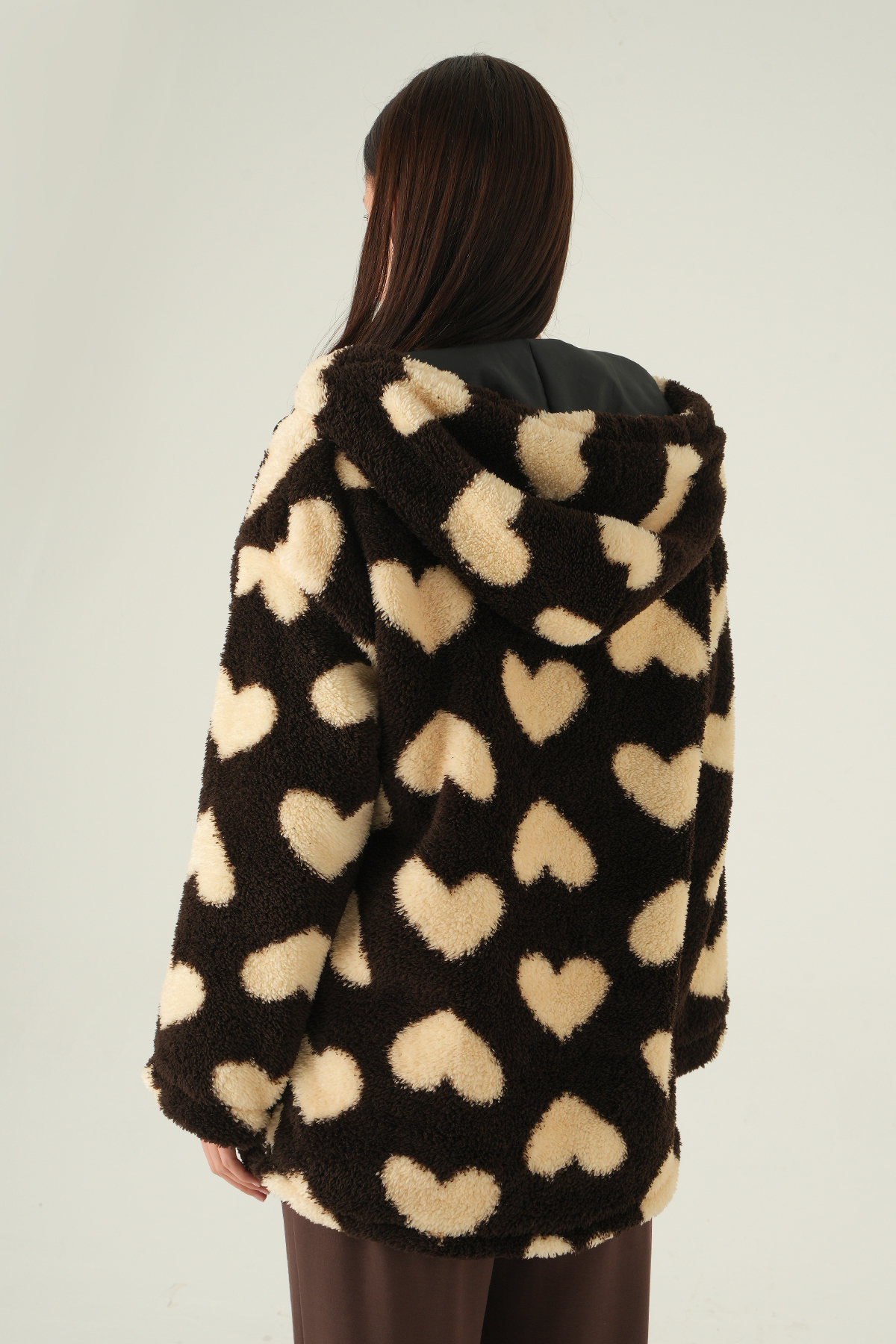 3120A Ön Cepli Peluş Kaban Kahve - 5