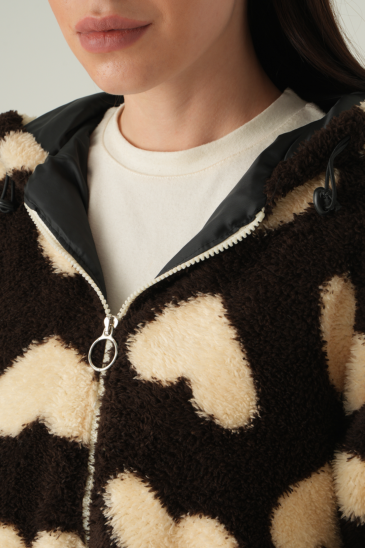 3120A Ön Cepli Peluş Kaban Kahve - 4