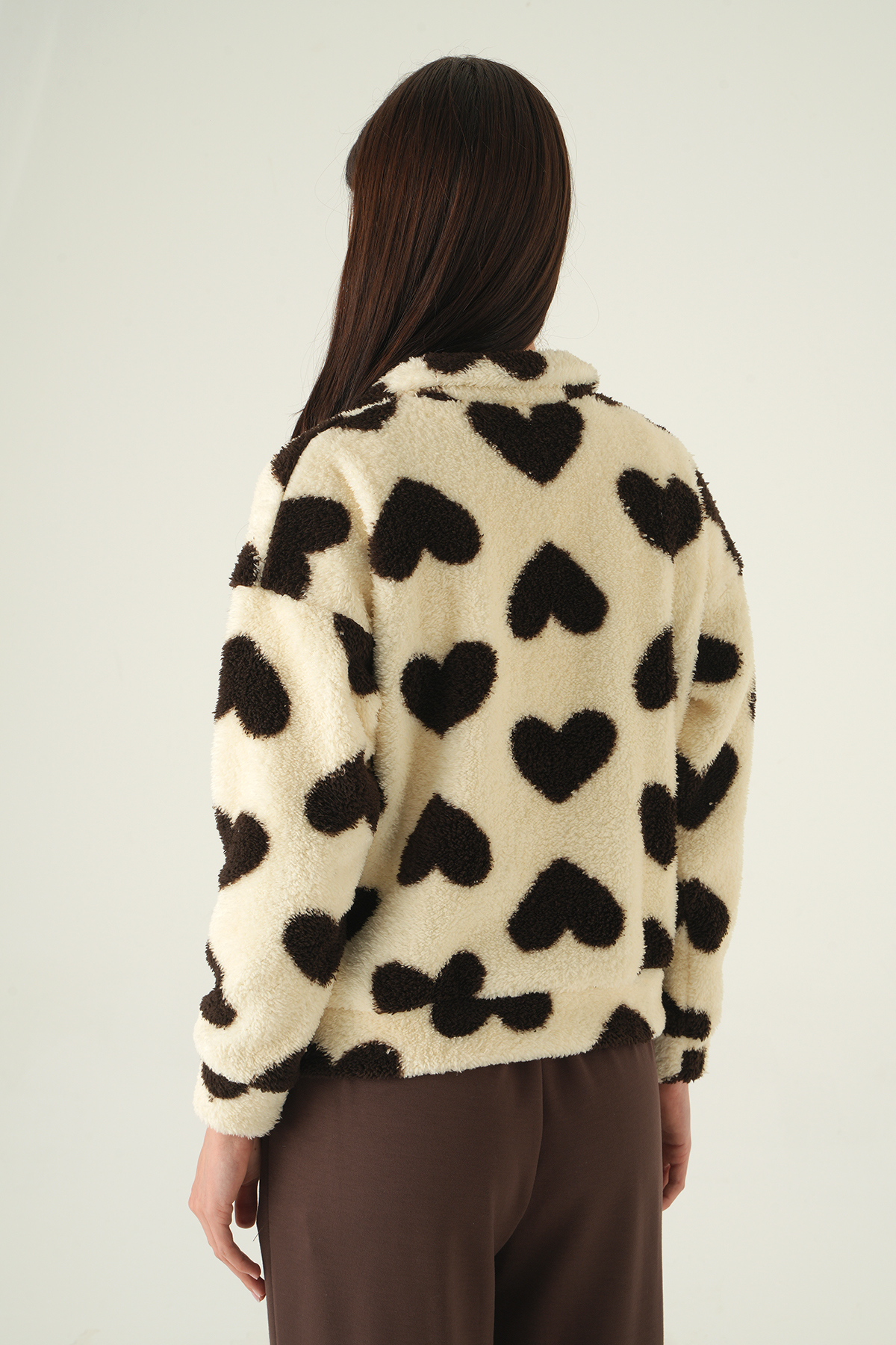 Kalpli Fermuarlı Sweat 3121A Bej - 5
