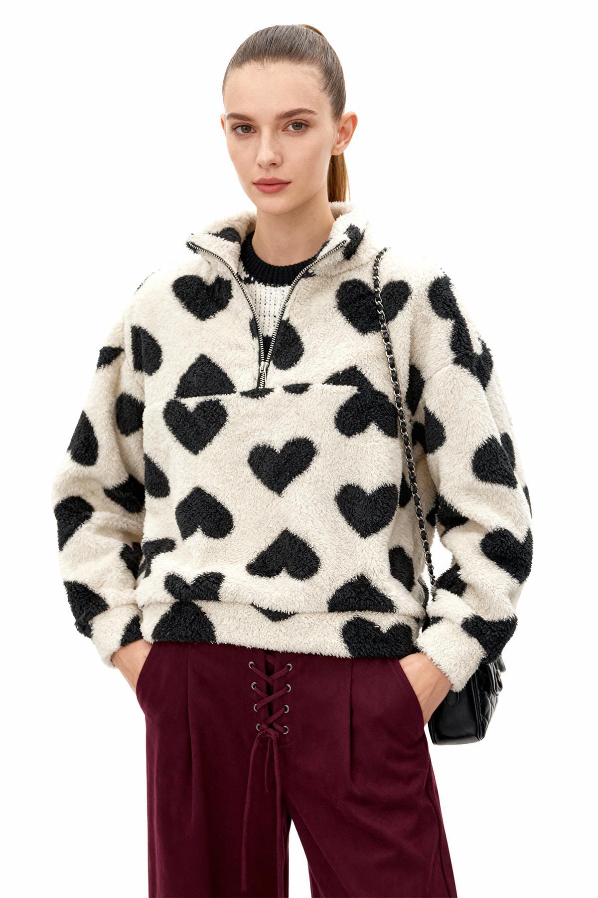 3121A Kalpli Fermuarlı Sweat Bej - RAYS