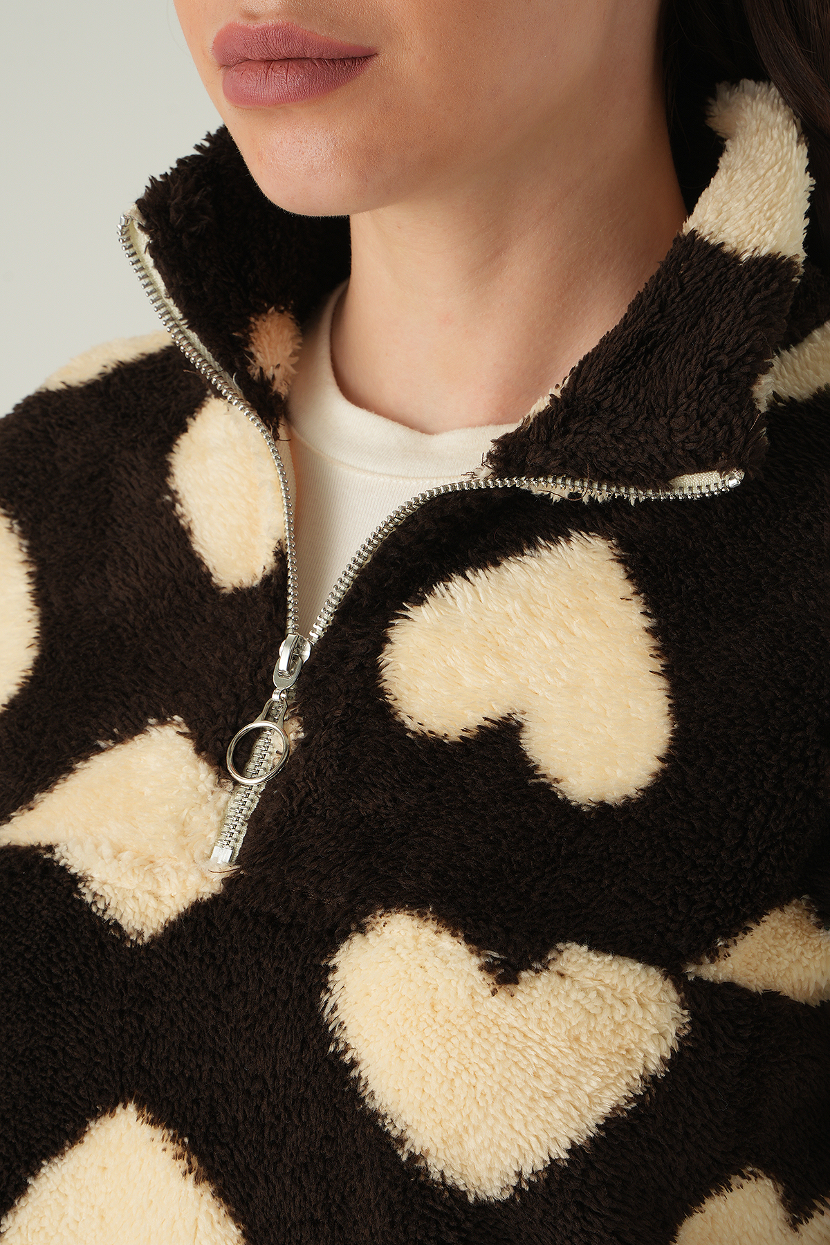Kalpli Fermuarlı Sweat 3121A Kahve - 4