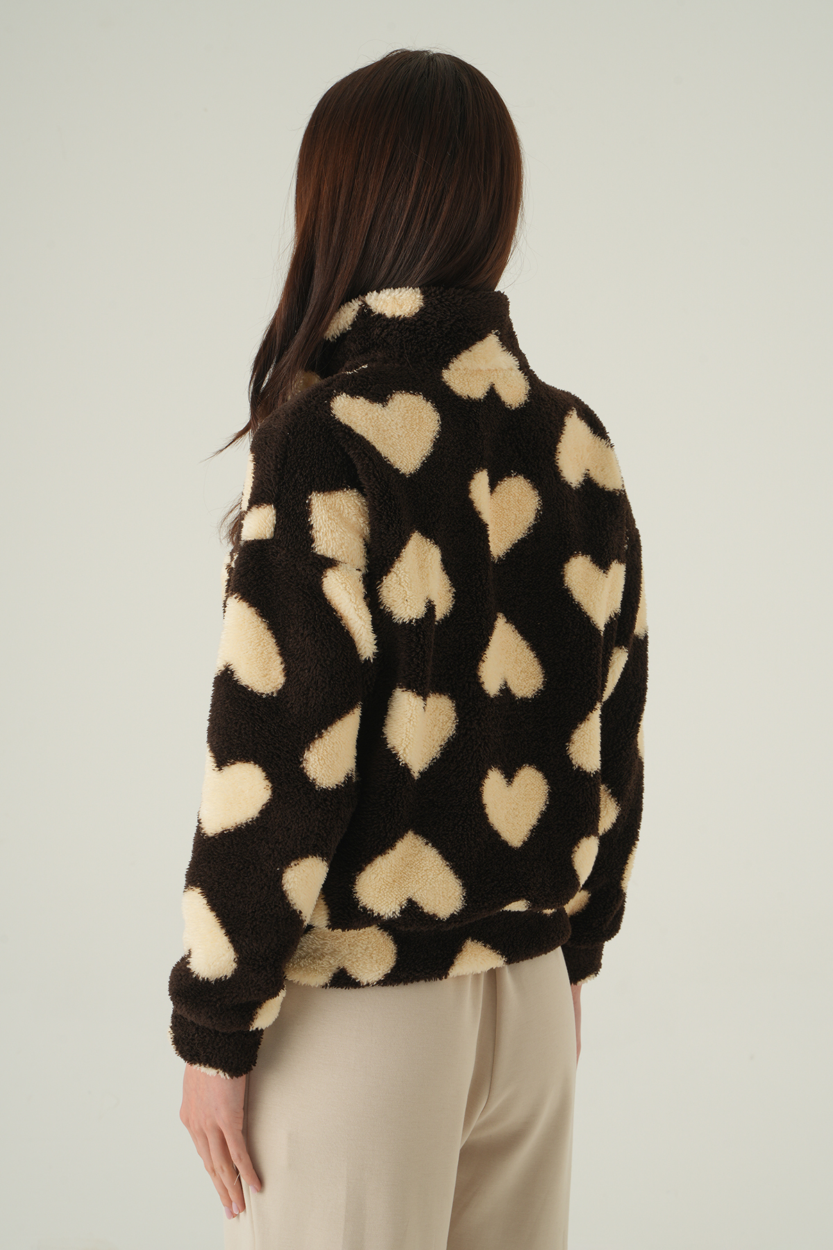 Kalpli Fermuarlı Sweat 3121A Kahve - 5