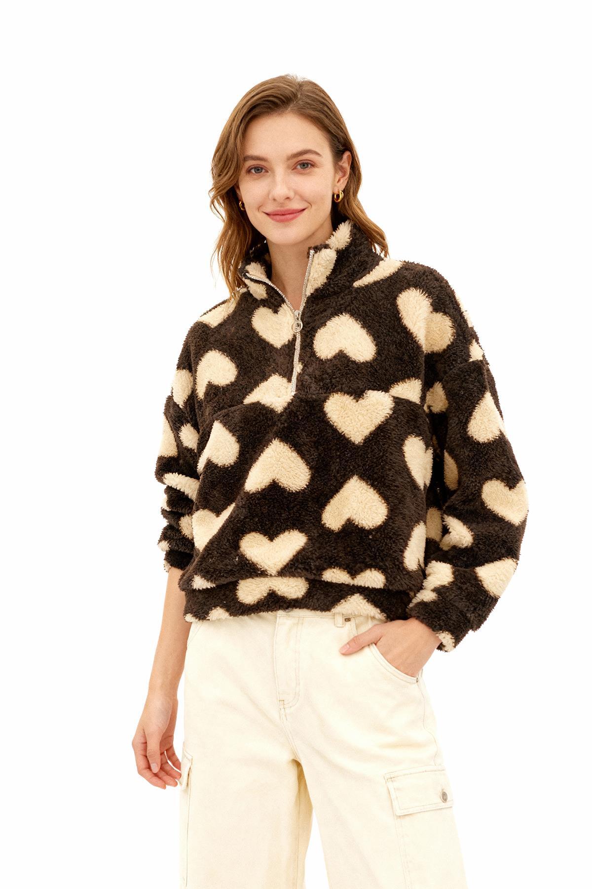 3121A Kalpli Fermuarlı Sweat Kahve - RAYS