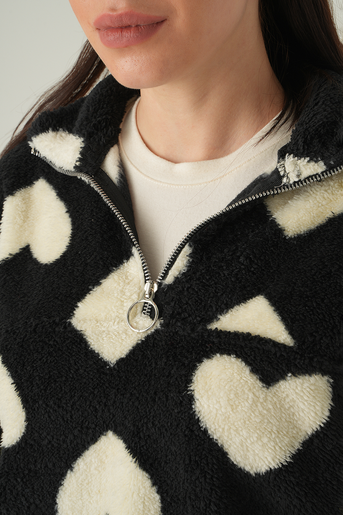 Siyah Kalpli Fermuarlı Sweat 3121A - 4