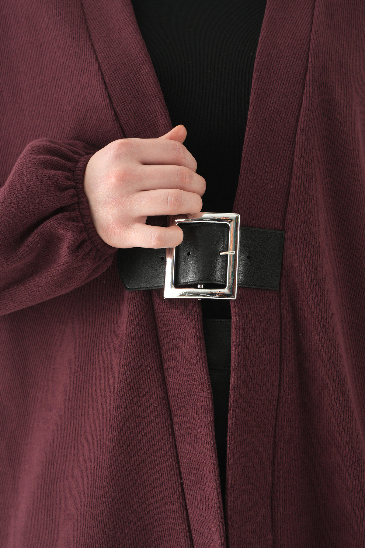 Mürdüm Önden Kemerli Kimono 3123A - 4