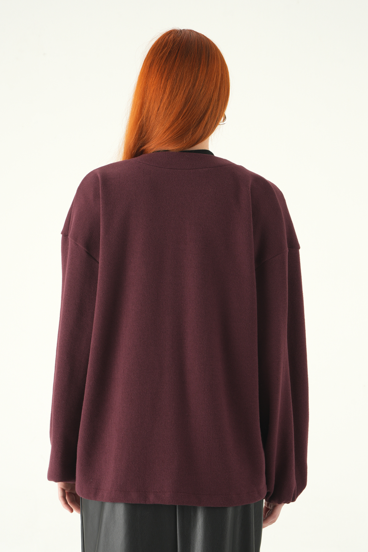 Mürdüm Önden Kemerli Kimono 3123A - 5