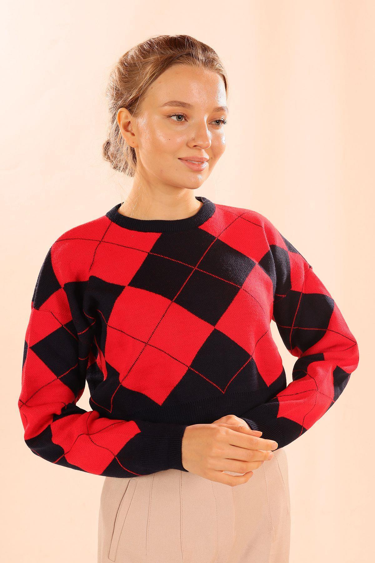 3125 Baklava Desen Kazak Kırmızı - 1