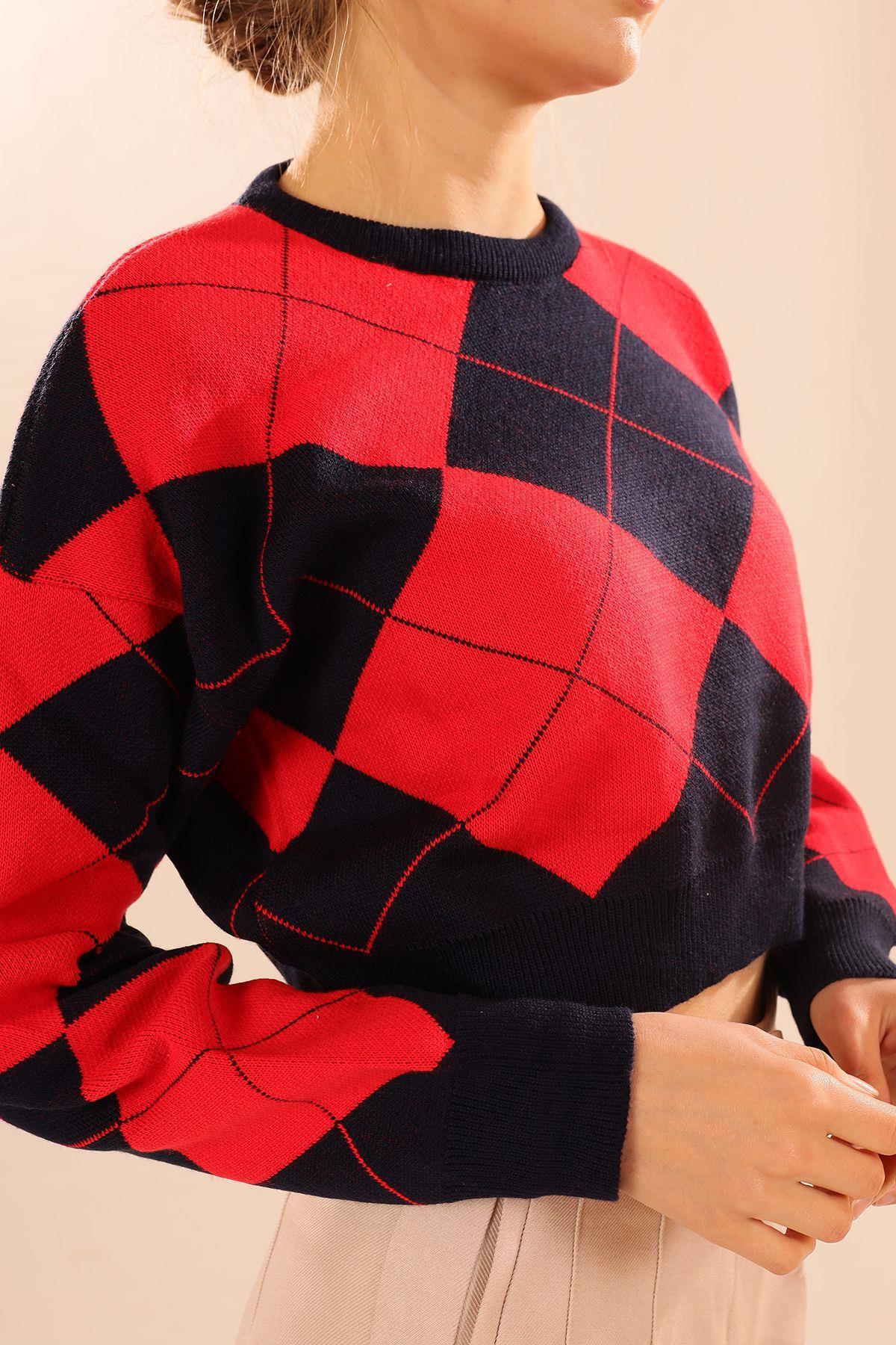 3125 Baklava Desen Kazak Kırmızı - 4