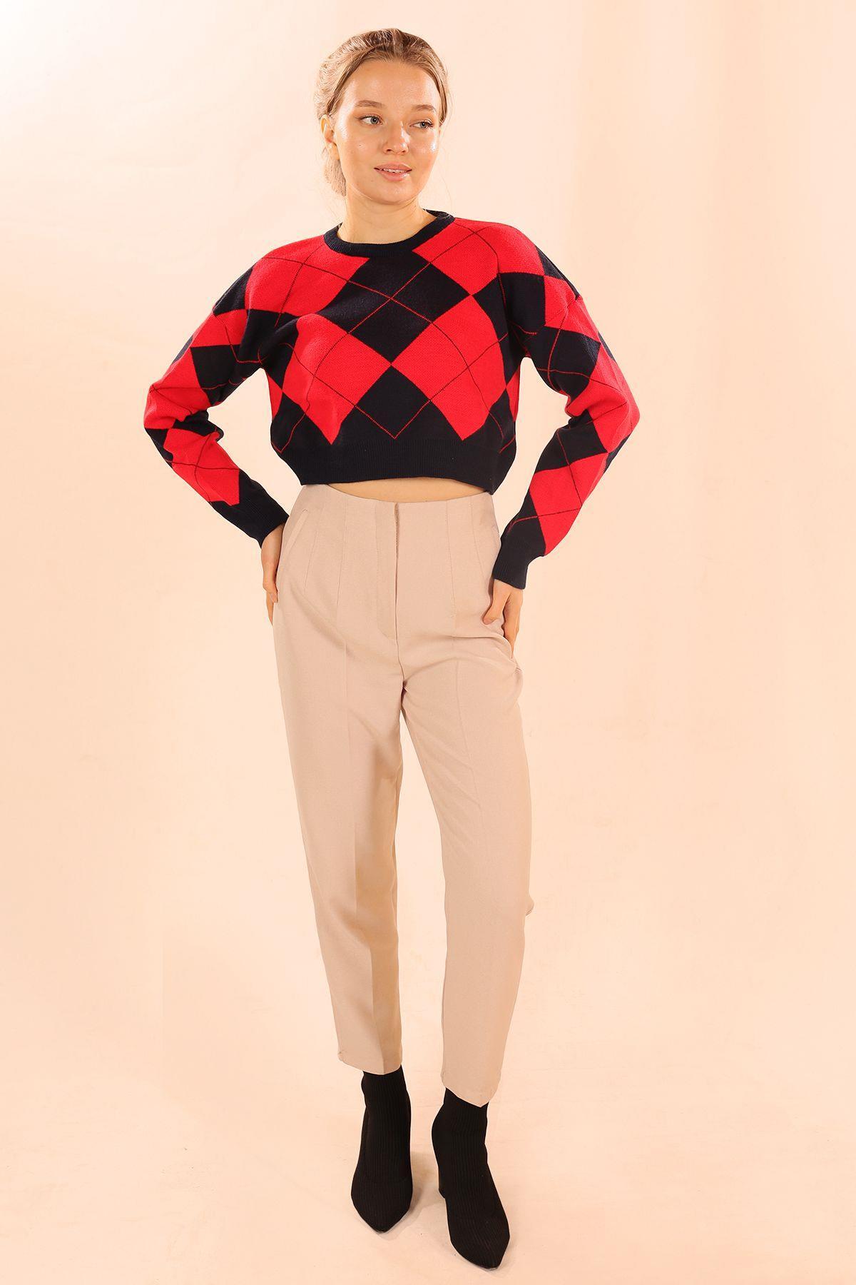 3125 Baklava Desen Kazak Kırmızı - 7