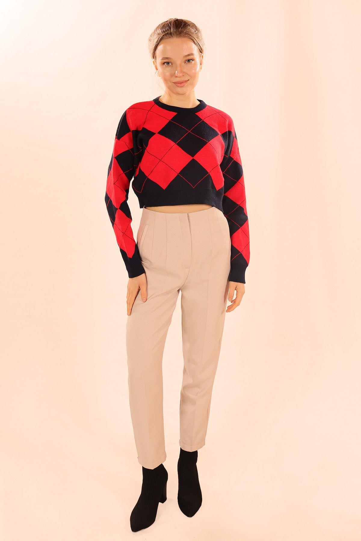 3125 Baklava Desen Kazak Kırmızı - 6