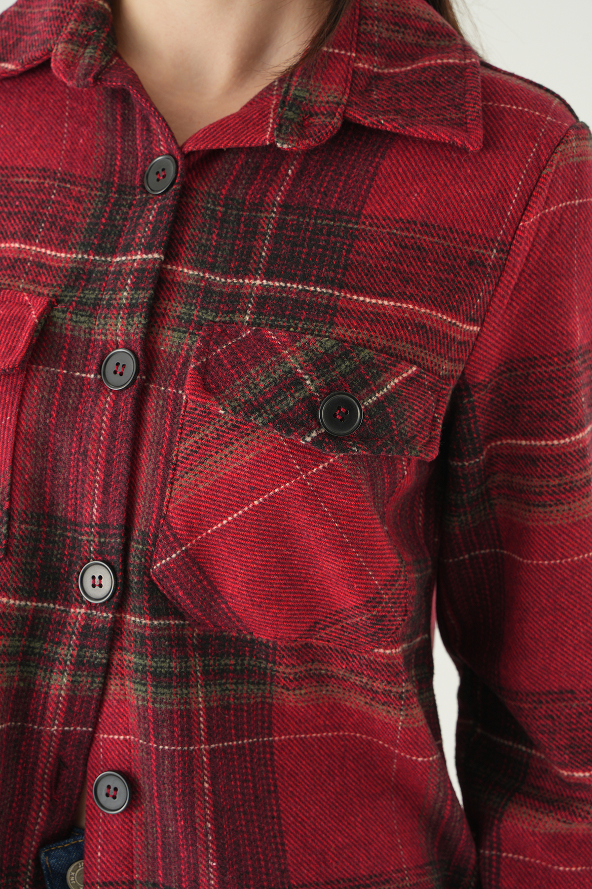 Bordo Çift Çepli Ekose Gömlek 3126A - 4