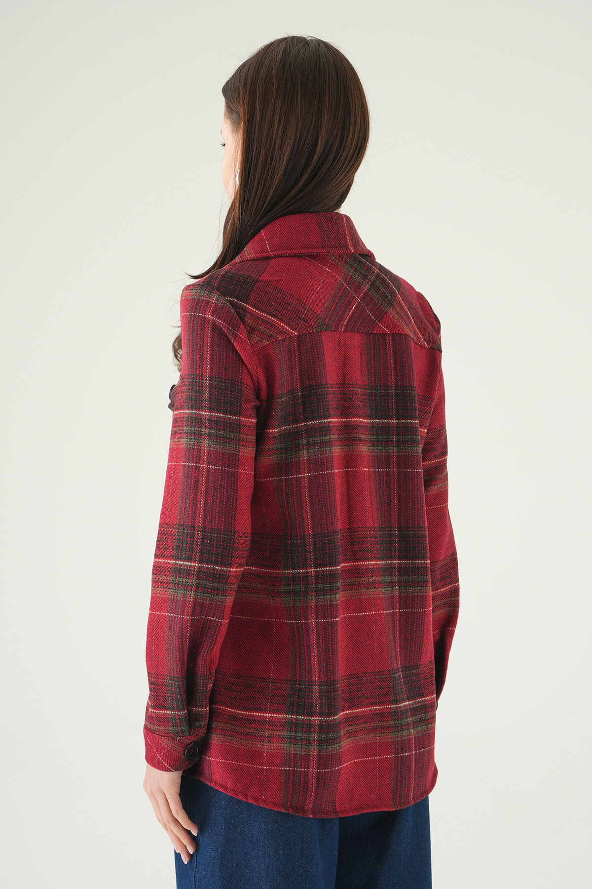 Bordo Çift Çepli Ekose Gömlek 3126A - 5