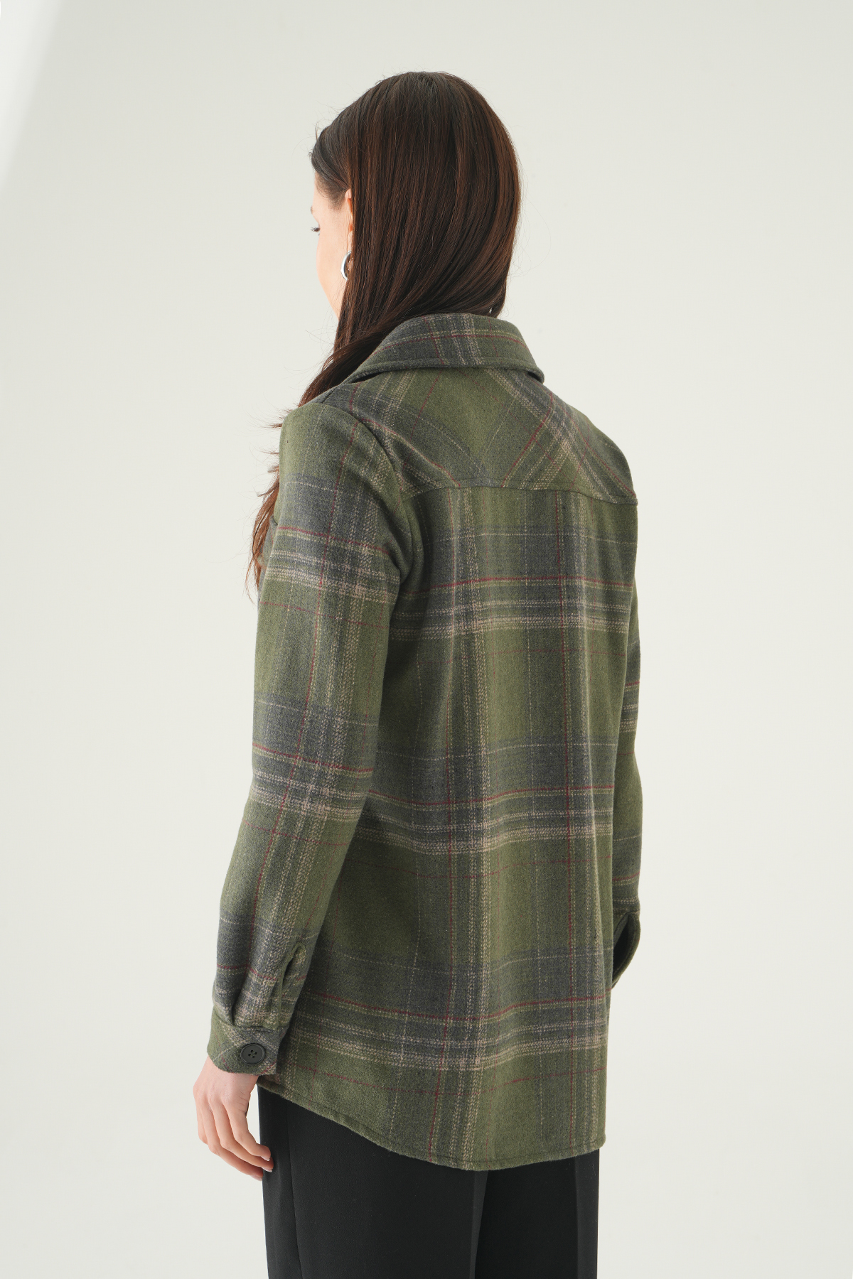 3126A Çift Çepli Ekose Gömlek Haki - 5