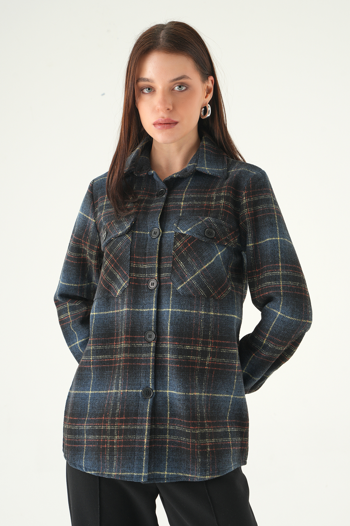 3126A Çift Çepli Ekose Gömlek Laci - 2