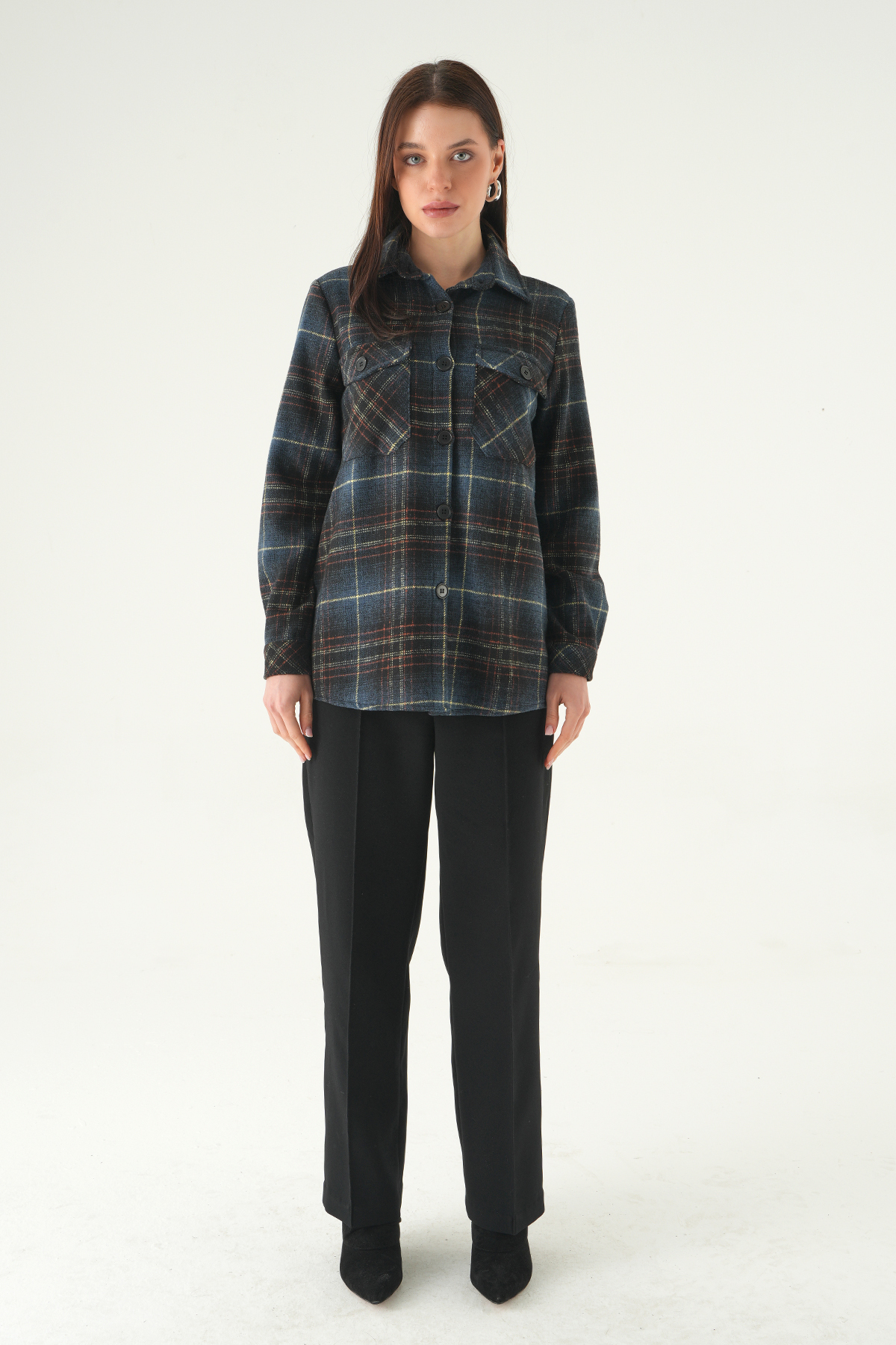 3126A Çift Çepli Ekose Gömlek Laci - 3