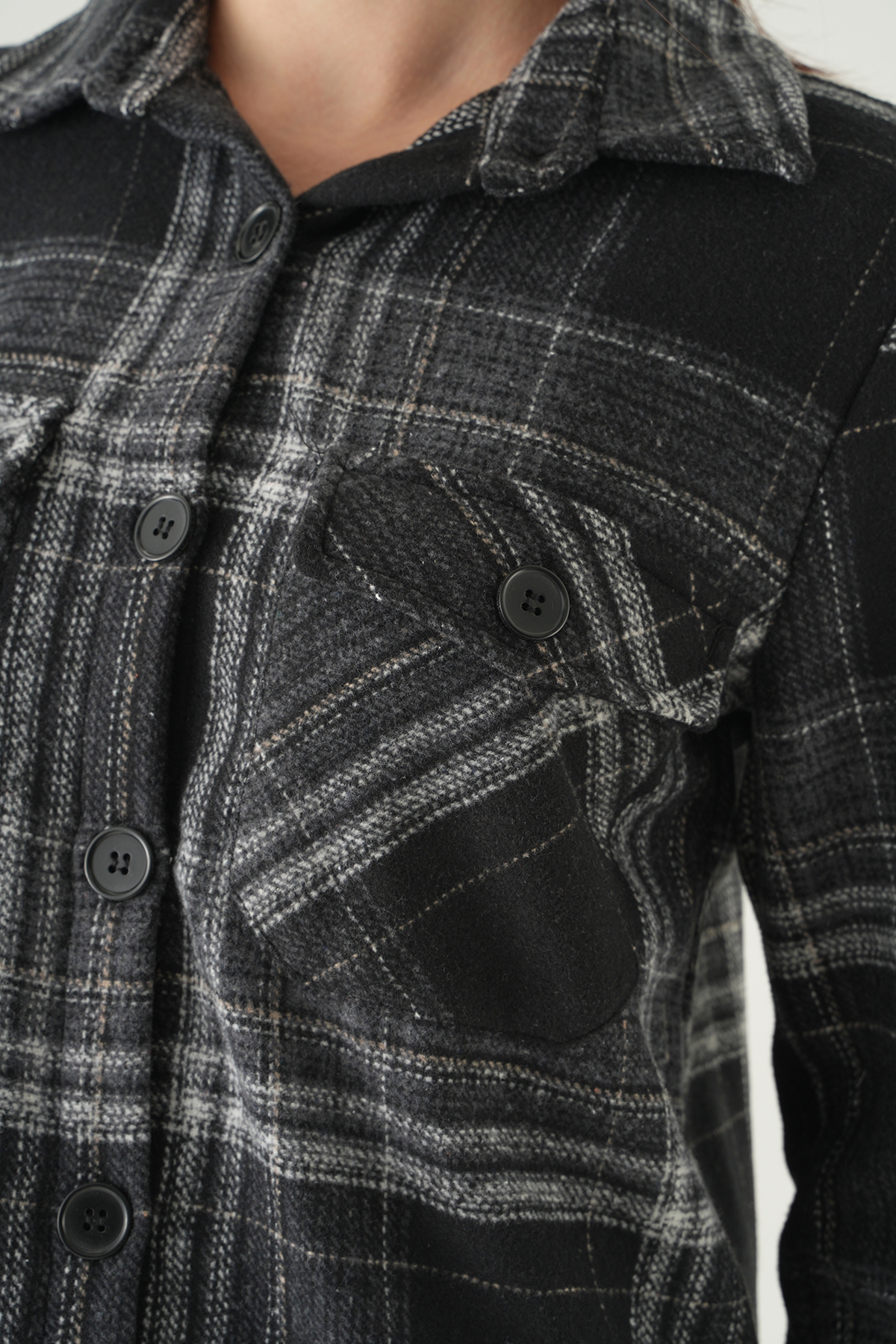 Siyah Çift Çepli Ekose Gömlek 3126A - 4