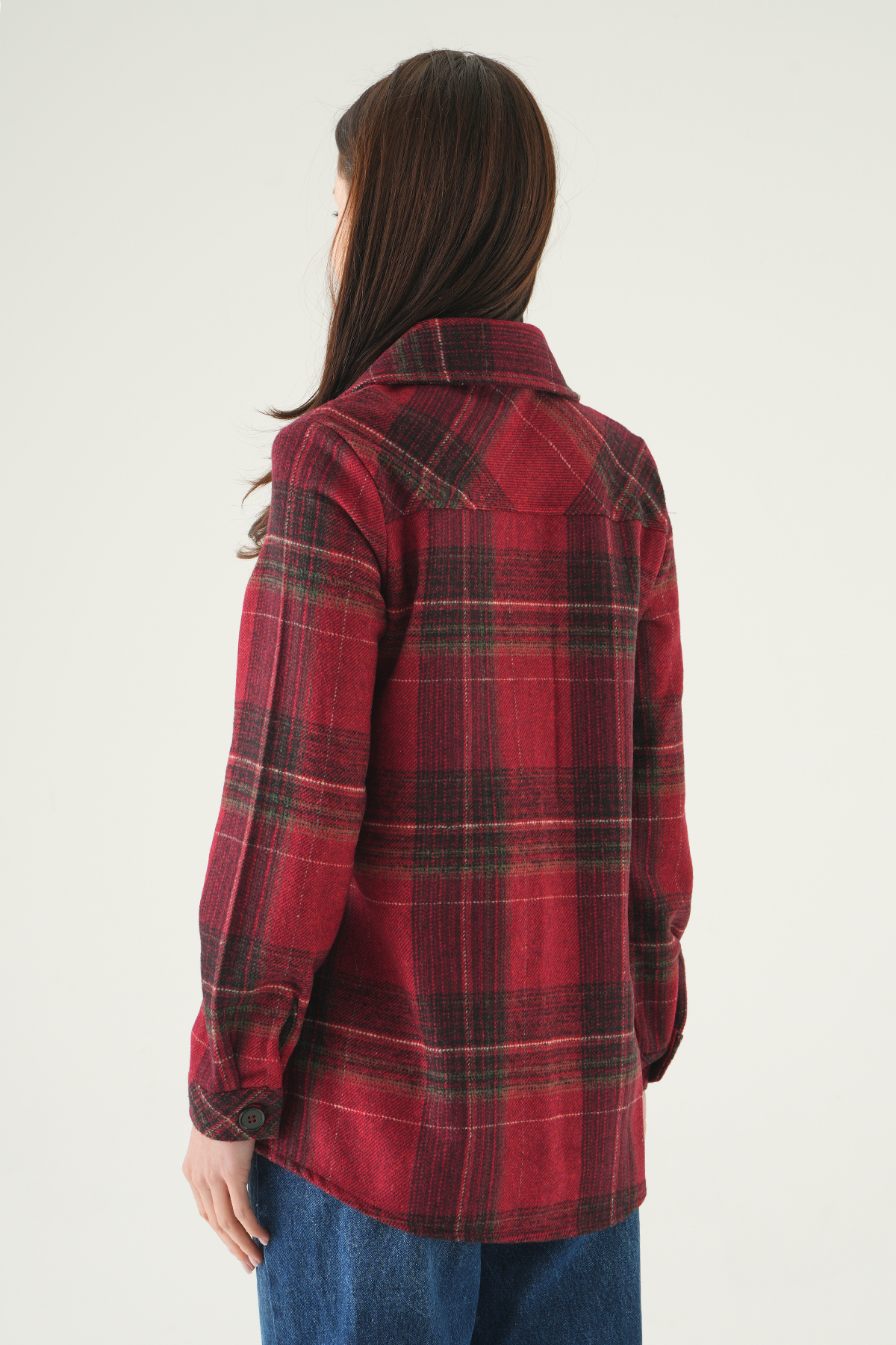 3127A Ön Düğmeli Gömlek Bordo - 5