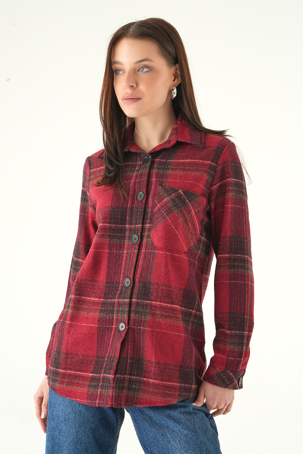 Bordo Ön Düğmeli Gömlek 3127A - 2