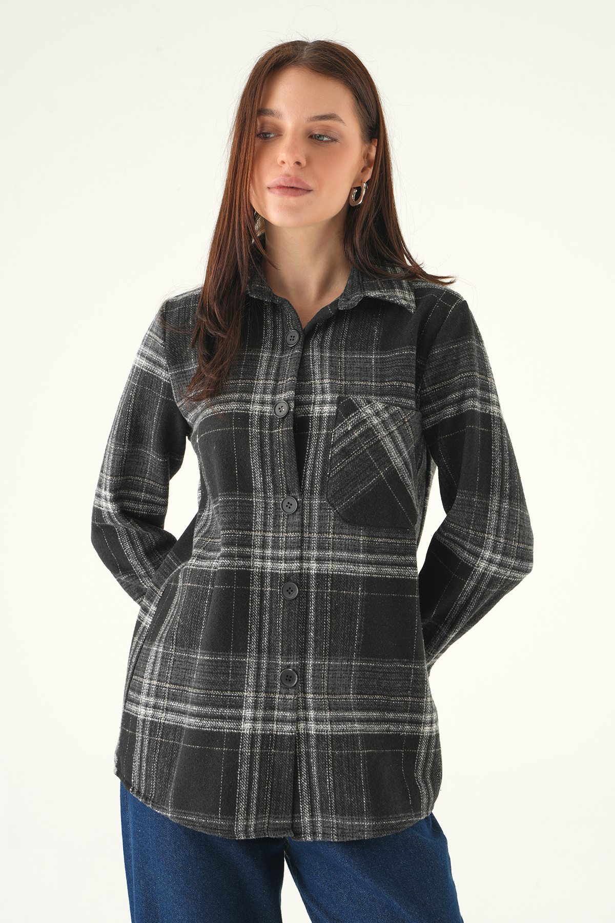 3127A Ön Düğmeli Gömlek Siyah - 2