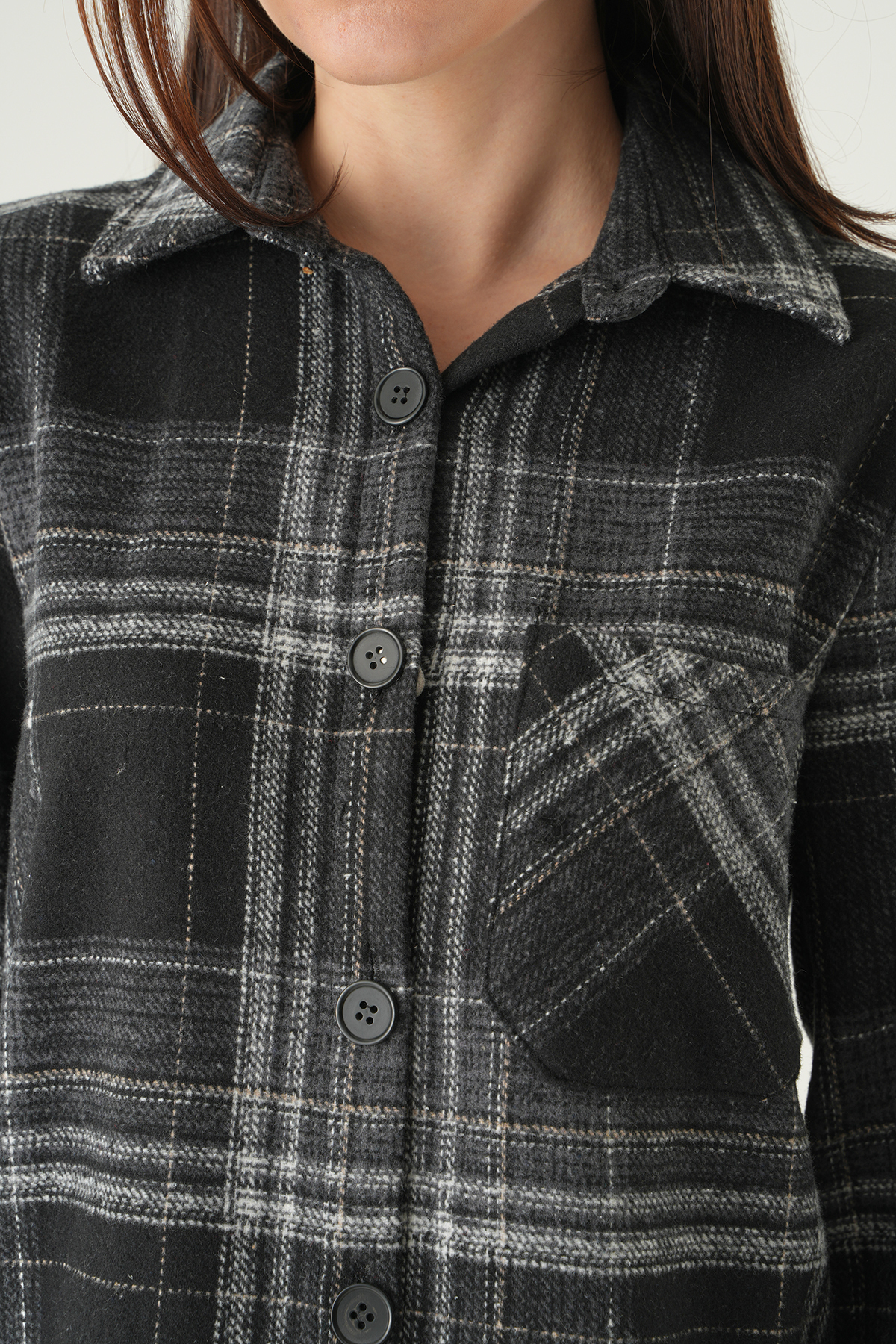 Siyah Ön Düğmeli Gömlek 3127A - RAYS