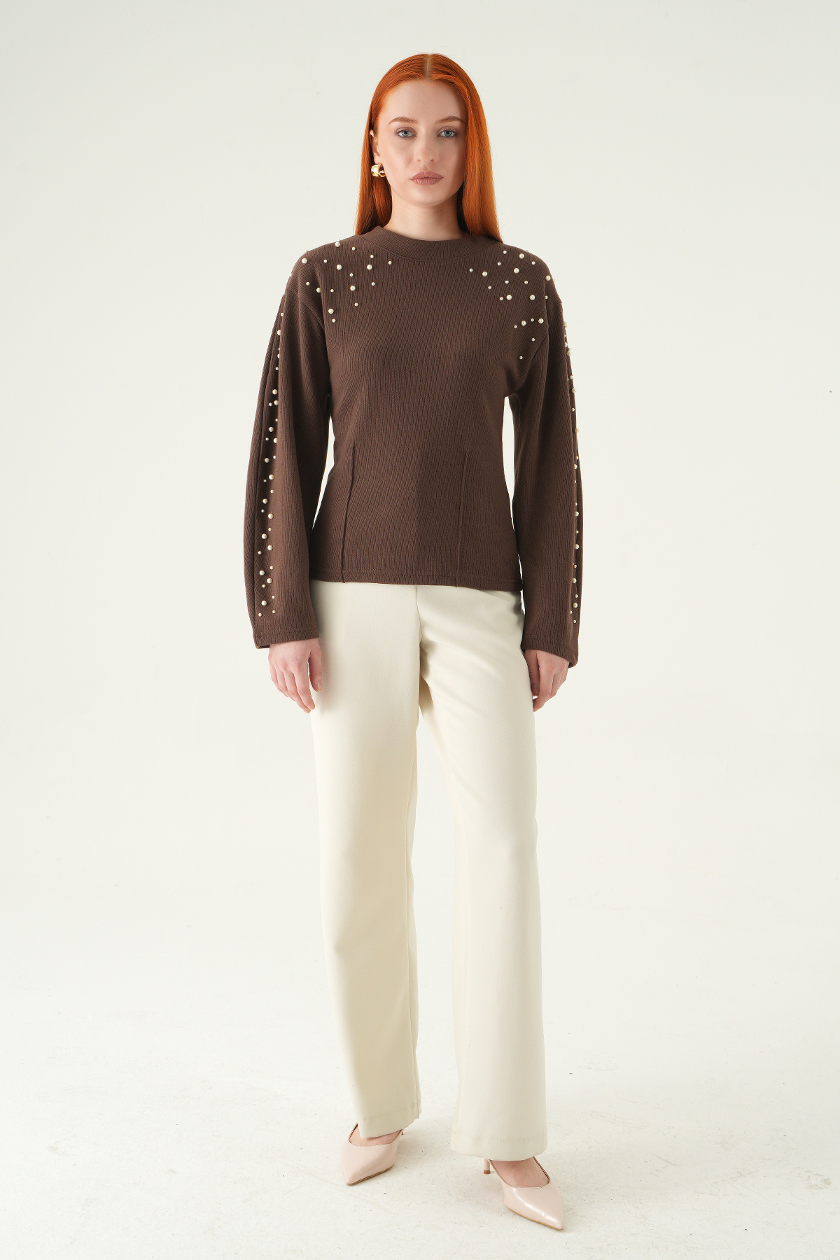 Kahve İnci Detay Kazak 3129A - RAYS