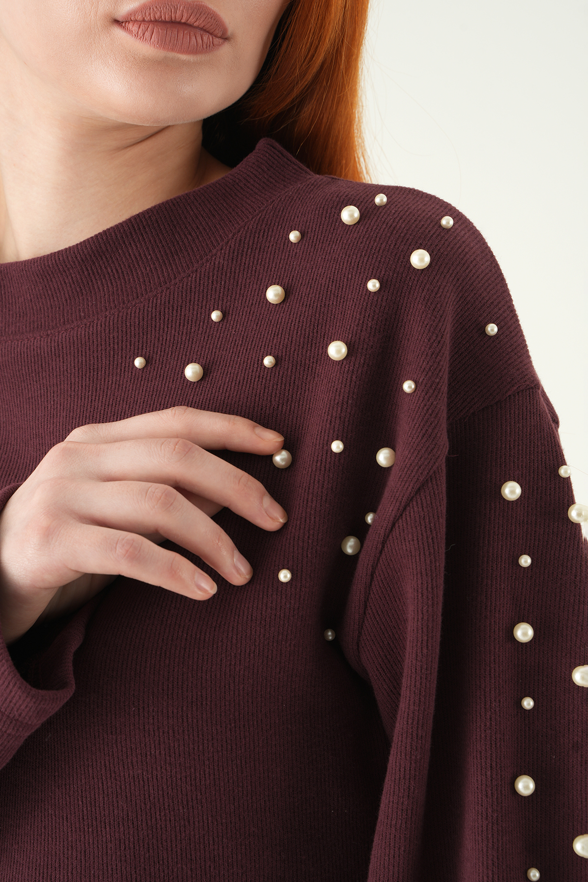 3129A İnci Detay Kazak Mürdüm - 4