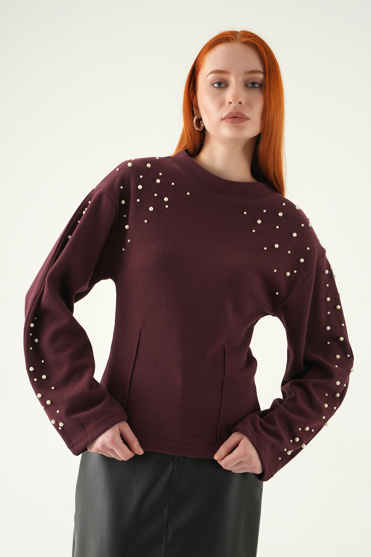 3129A İnci Detay Kazak Mürdüm - 7