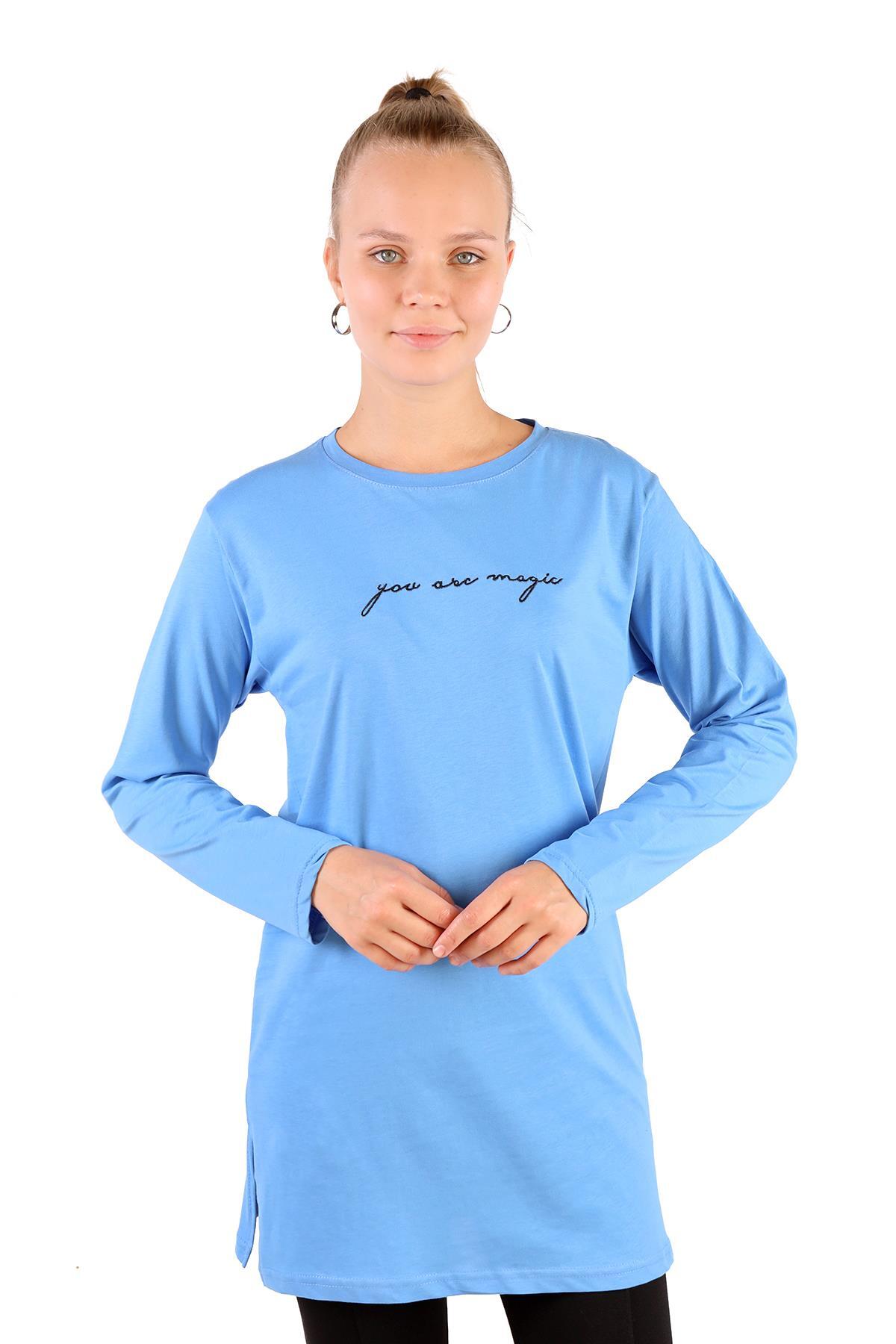 Mavi You Are Magic Baskılı Uzun Kol Tunik 3158 