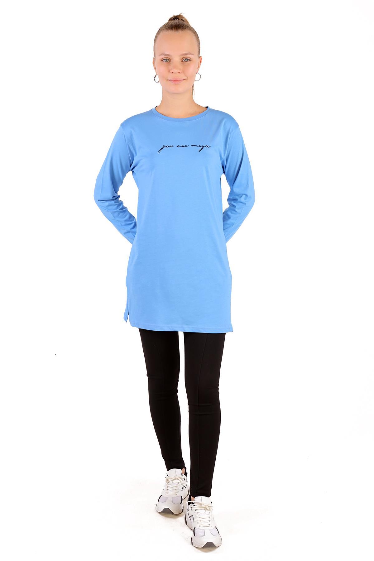 Mavi You Are Magic Baskılı Uzun Kol Tunik 3158 - 2