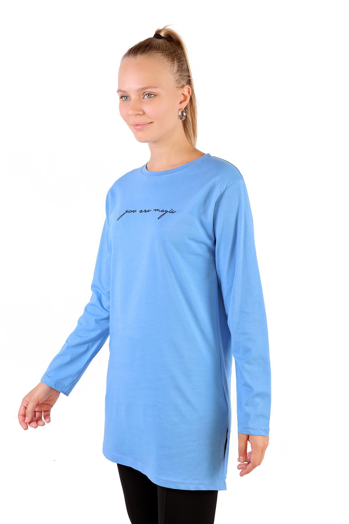 Mavi You Are Magic Baskılı Uzun Kol Tunik 3158 - 3