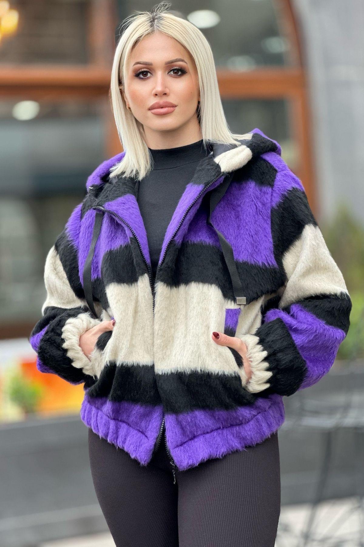 3159 Peluş Mont Mor - 3