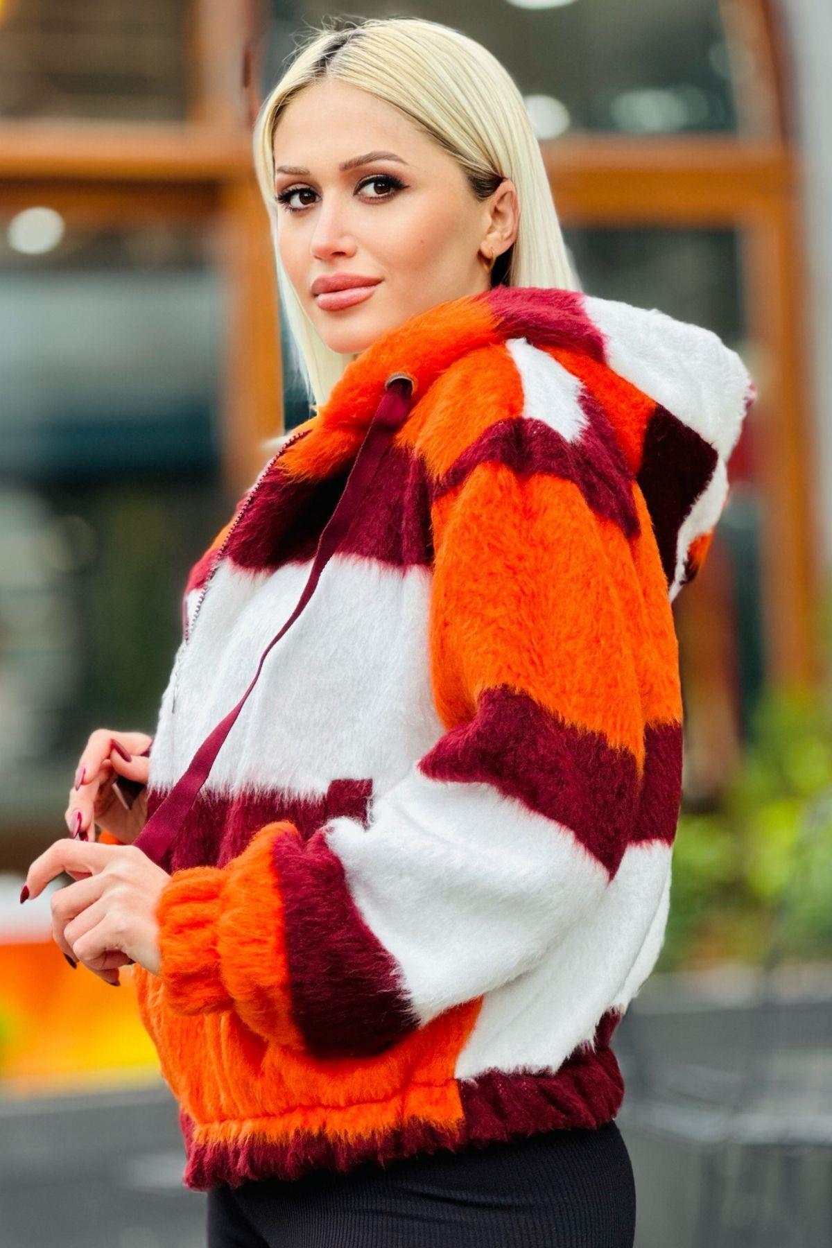 Orange Peluş Mont 3159 - 3