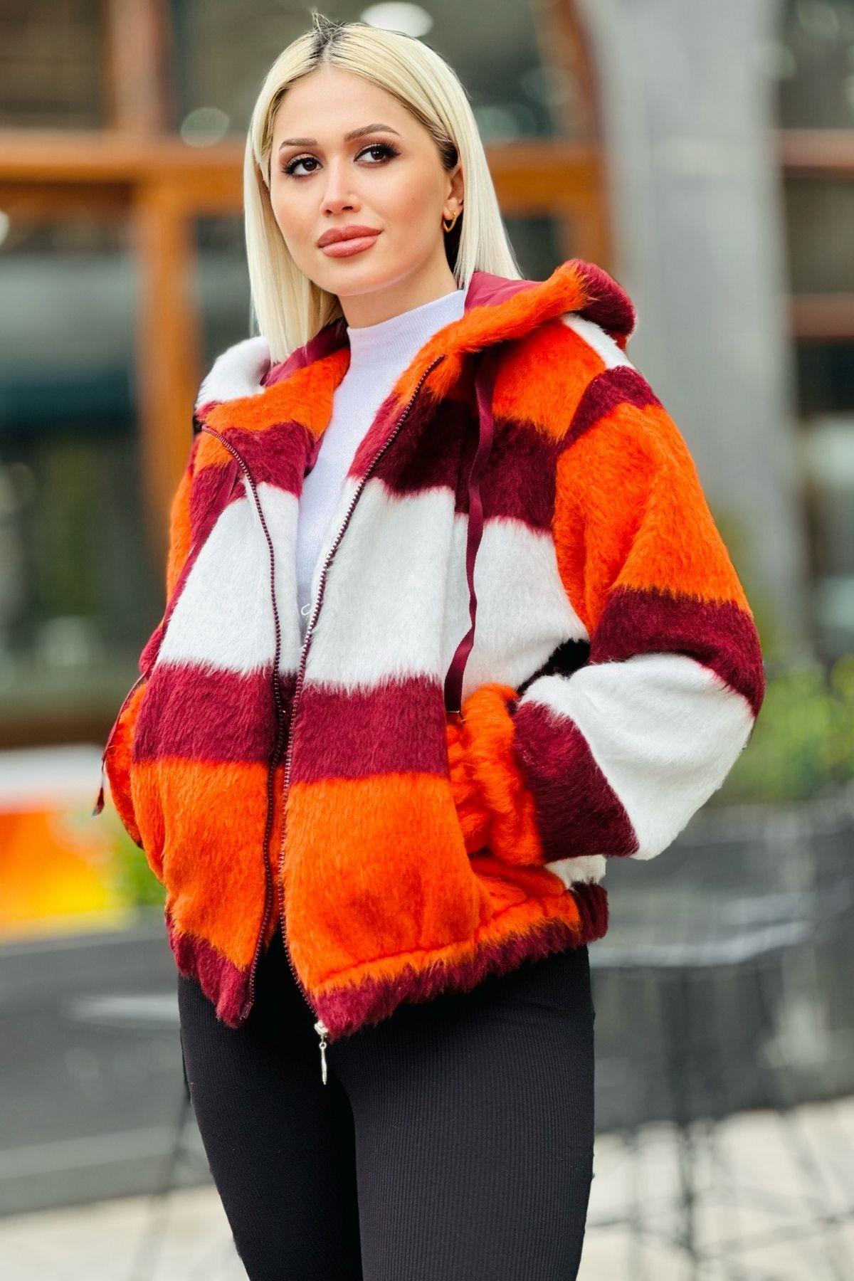 Orange Peluş Mont 3159 - 5