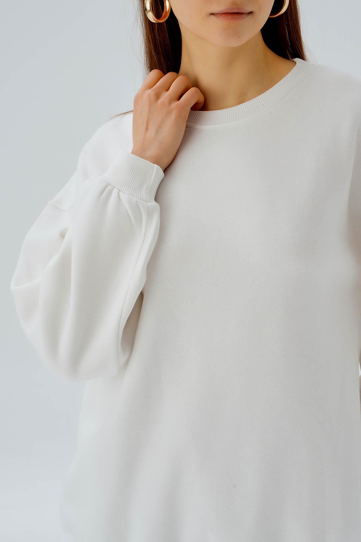 Ekru Bisiklet Yaka Oversize Sweat 3183 - 6