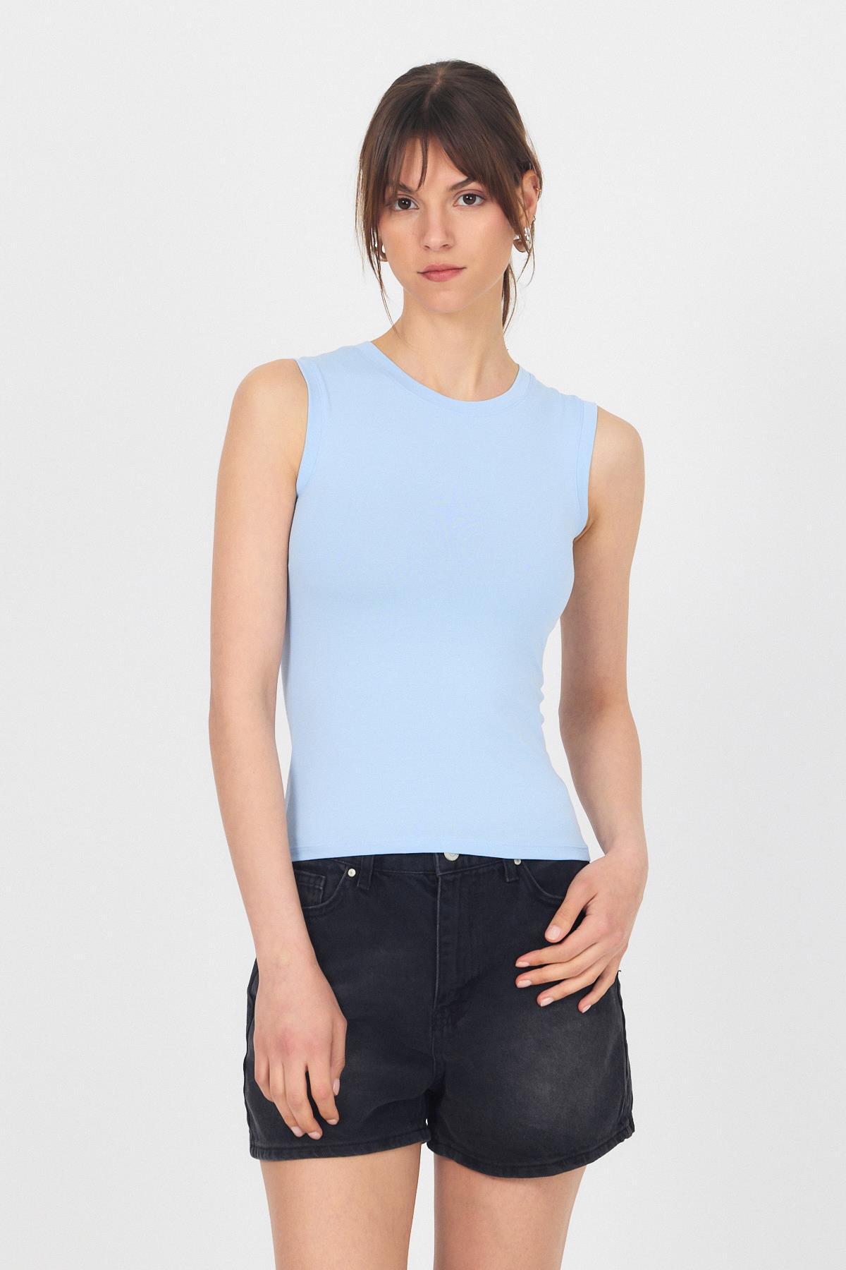 Bebe Mavi Bisiklet Yaka Kolsuz Atlet 319 - RAYS