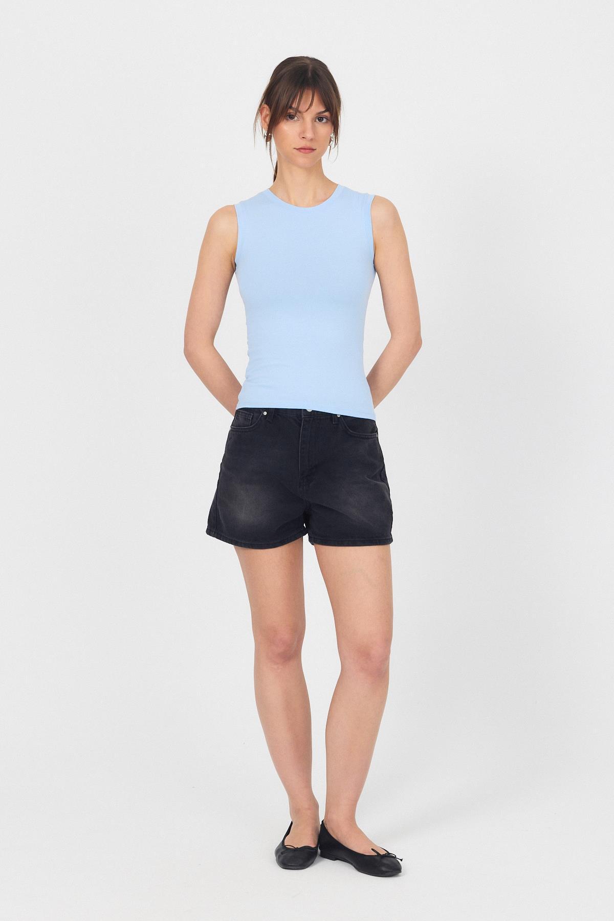 Bebe Mavi Bisiklet Yaka Kolsuz Atlet 319 - RAYS