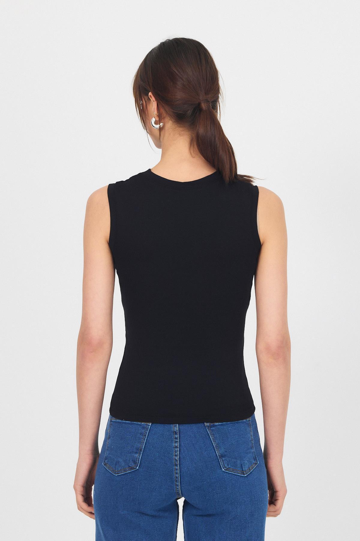 Siyah Bisiklet Yaka Kolsuz Atlet 319 - 5