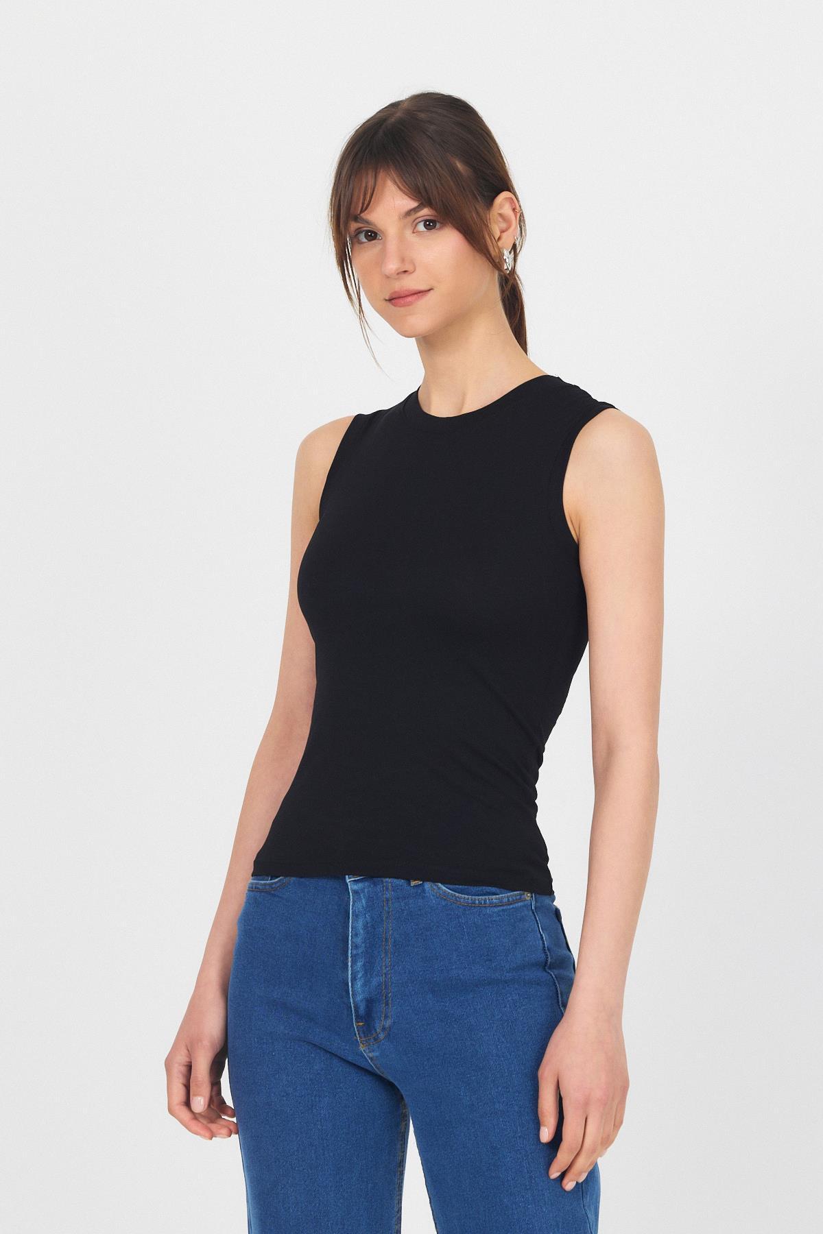 Siyah Bisiklet Yaka Kolsuz Atlet 319 - 8