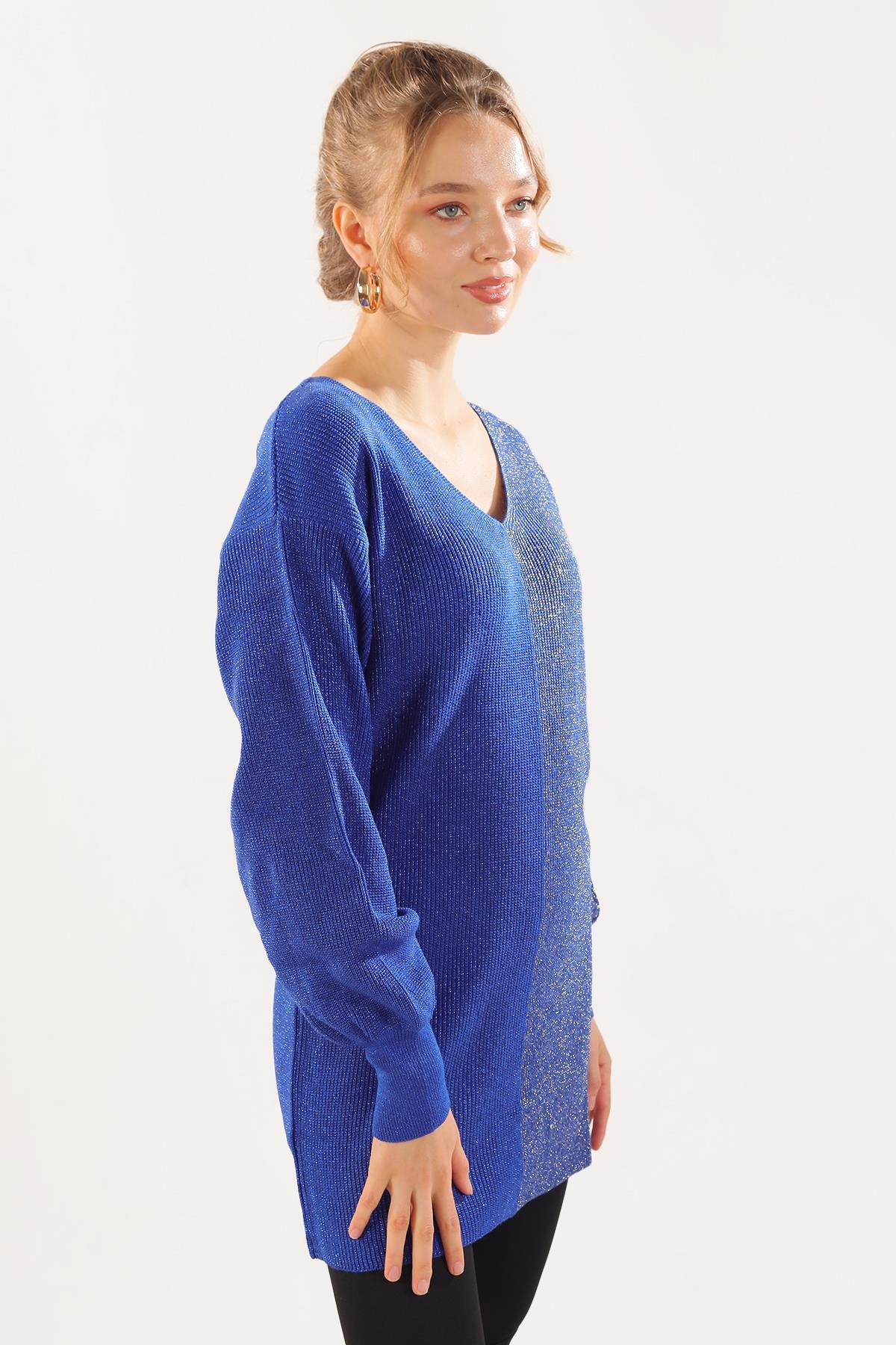 Saks V Yaka Sim Detaylı Kazak 3192 - 1