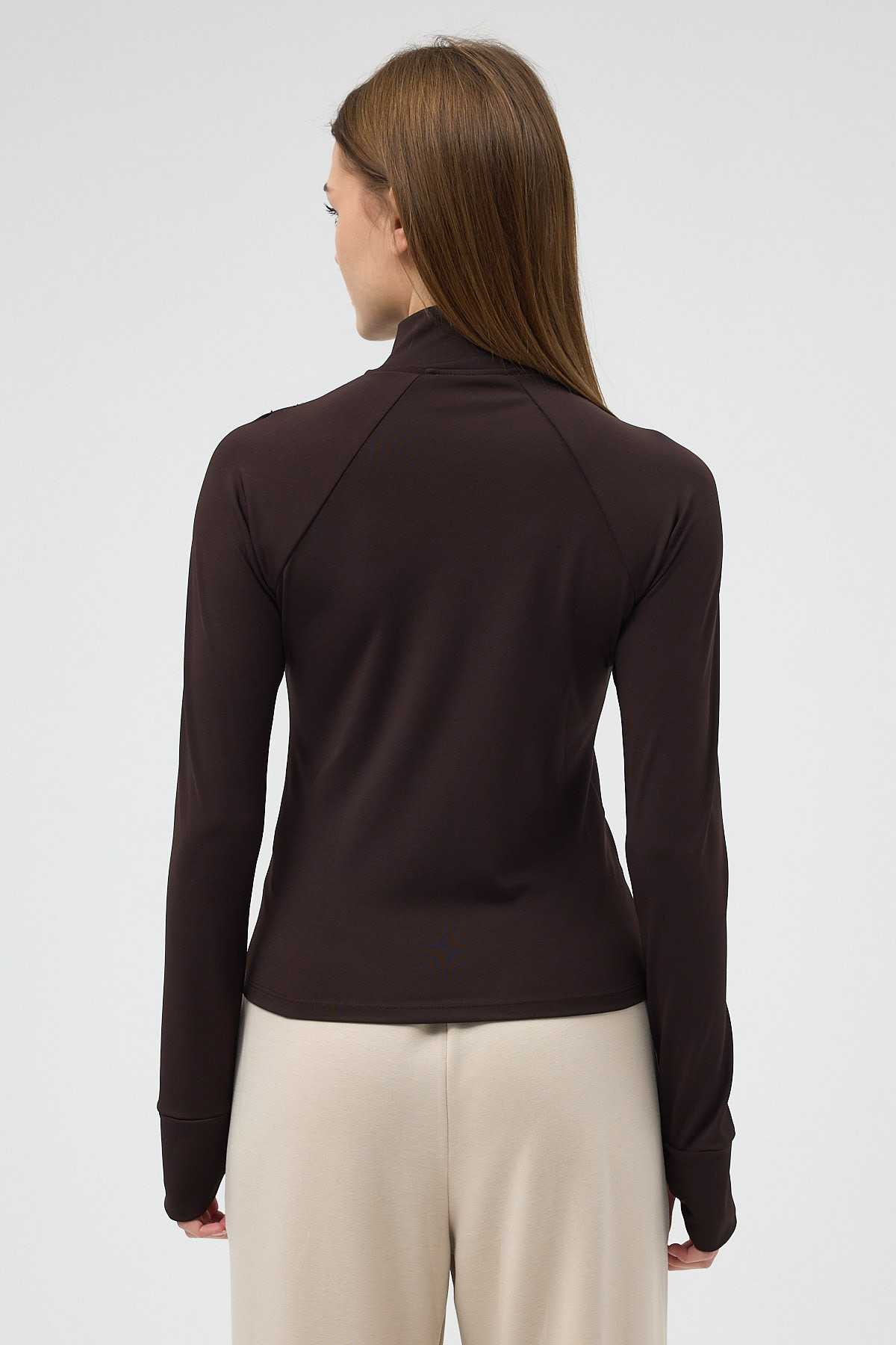 Acı Kahve Fermuarlı Fit Kalıp Spor Hırka 3196 - 5