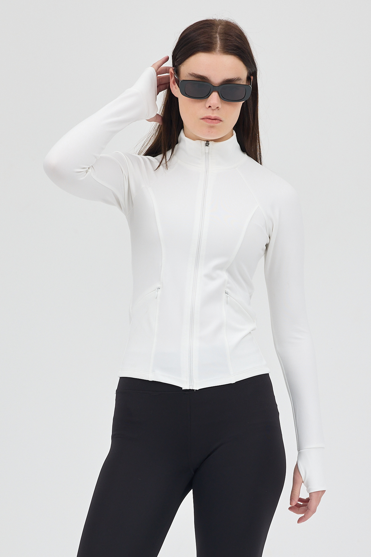 Ekru Fermuarlı Fit Kalıp Spor Hırka 3196 