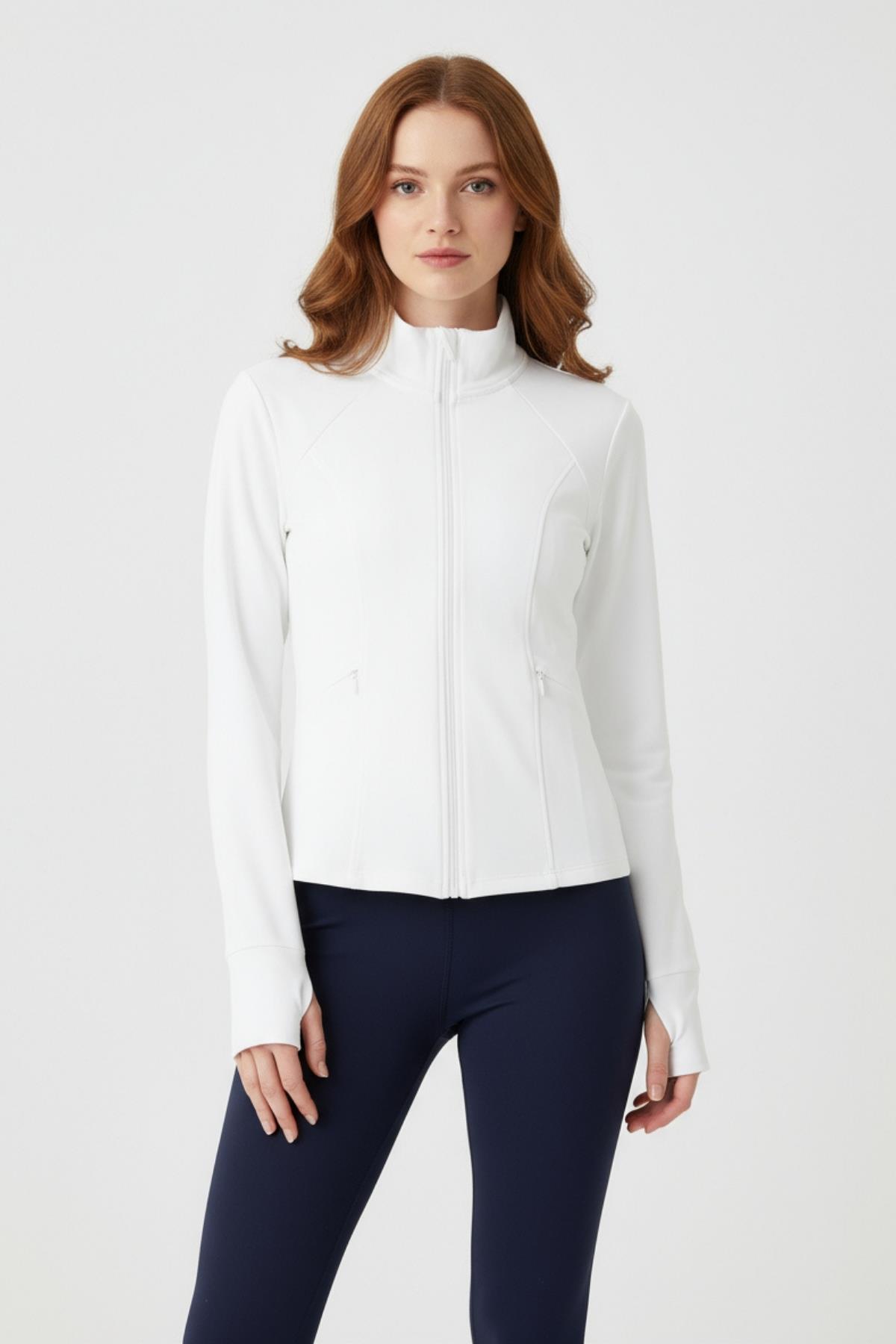 3196 Cepli Fermuarlı Sweat Ekru - 1