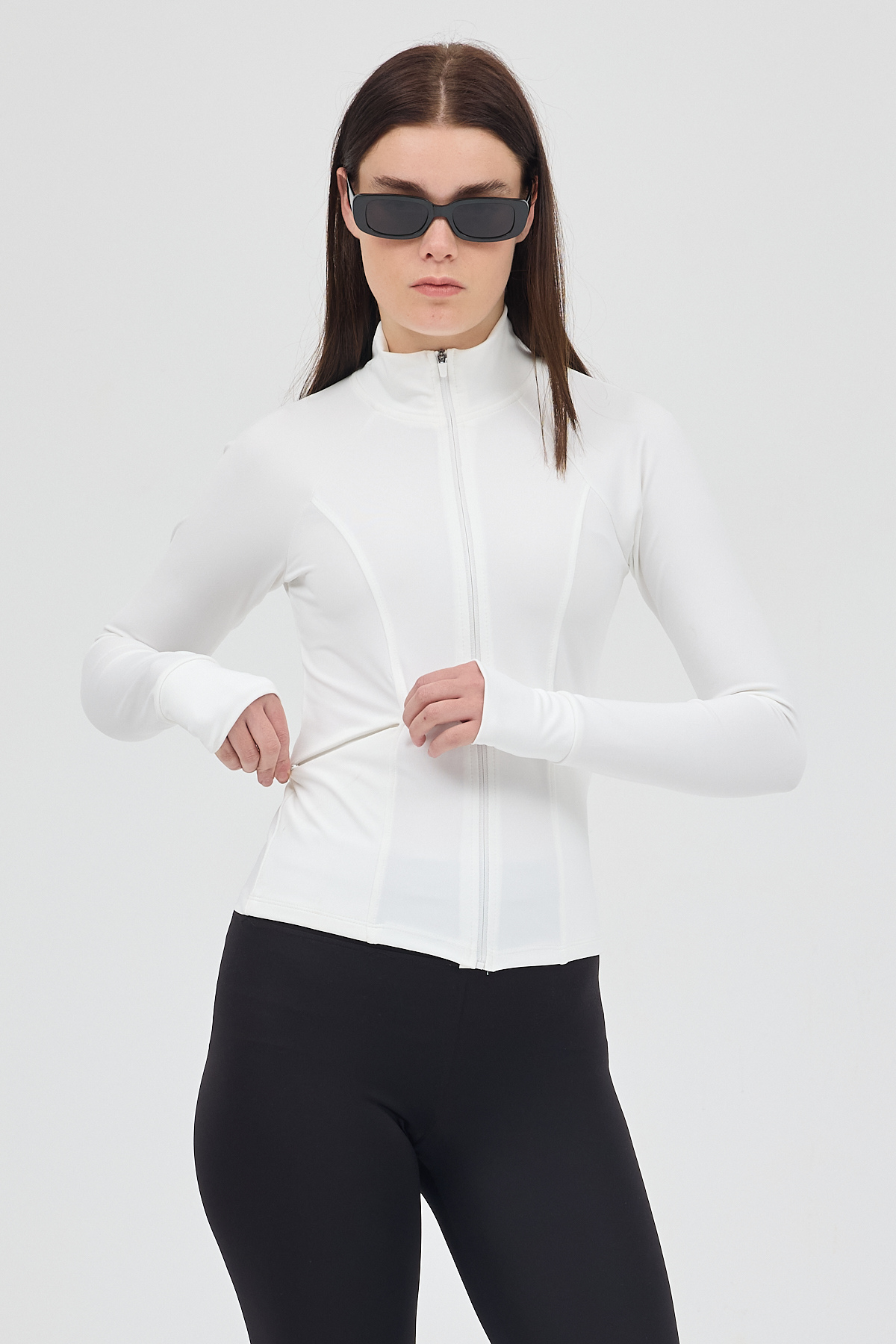 Ekru Fermuarlı Fit Kalıp Spor Sweat 3196 - 6